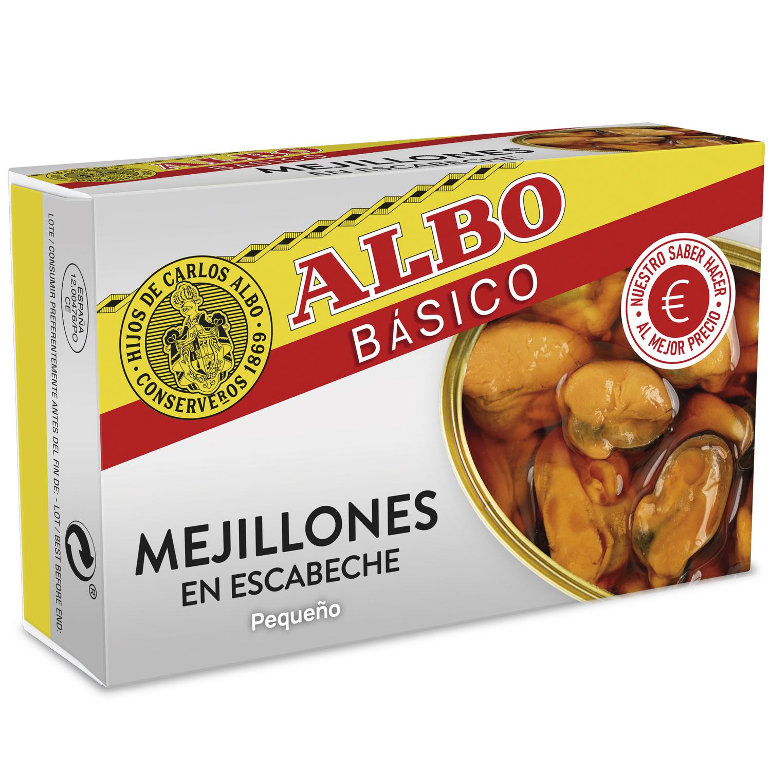 Mejillones en escabeche Albo sin gluten y sin lactosa 72 g. — otra vista del envase