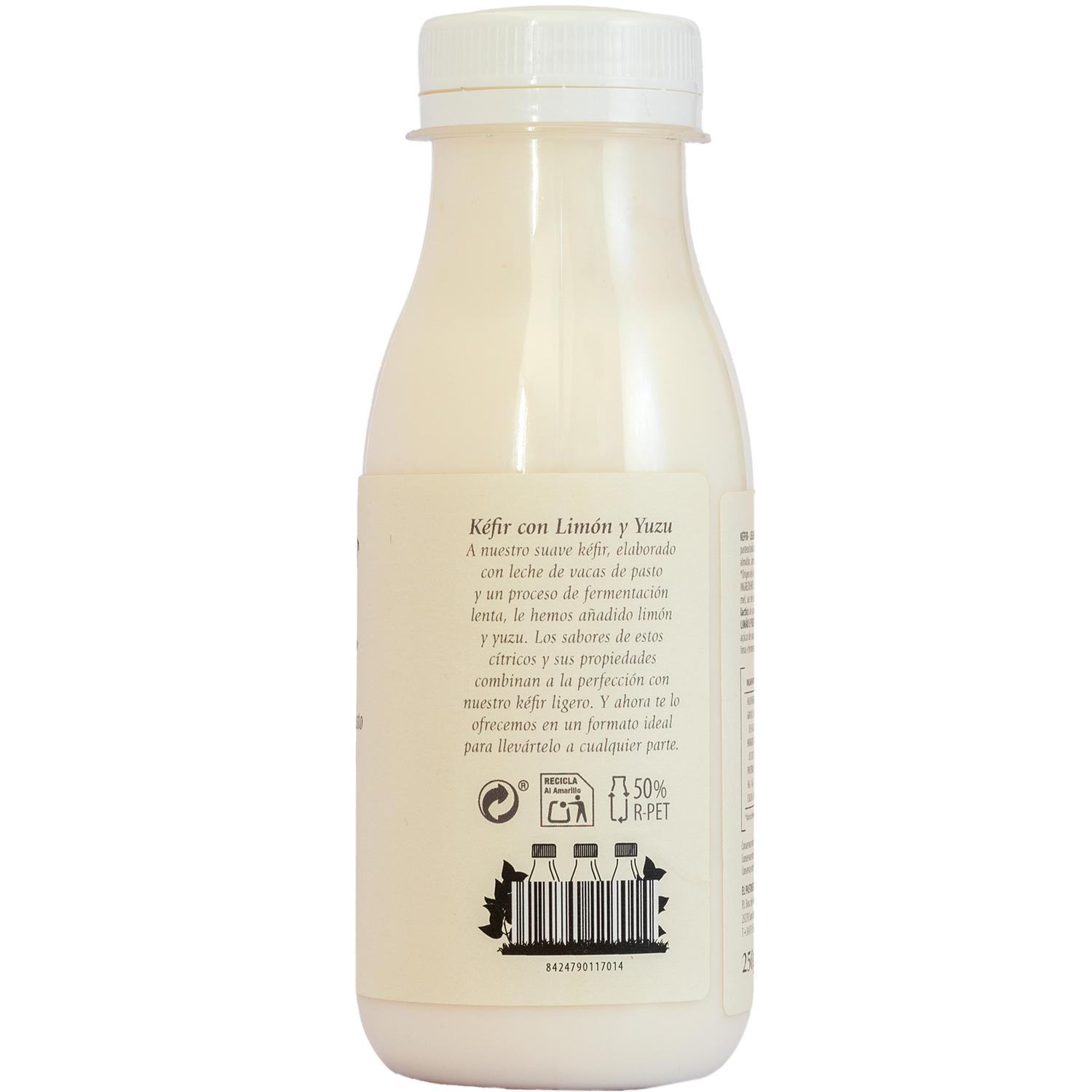 Kéfir sabor limón y yuzu Pastoret sin gluten 250 g. — otra vista del envase