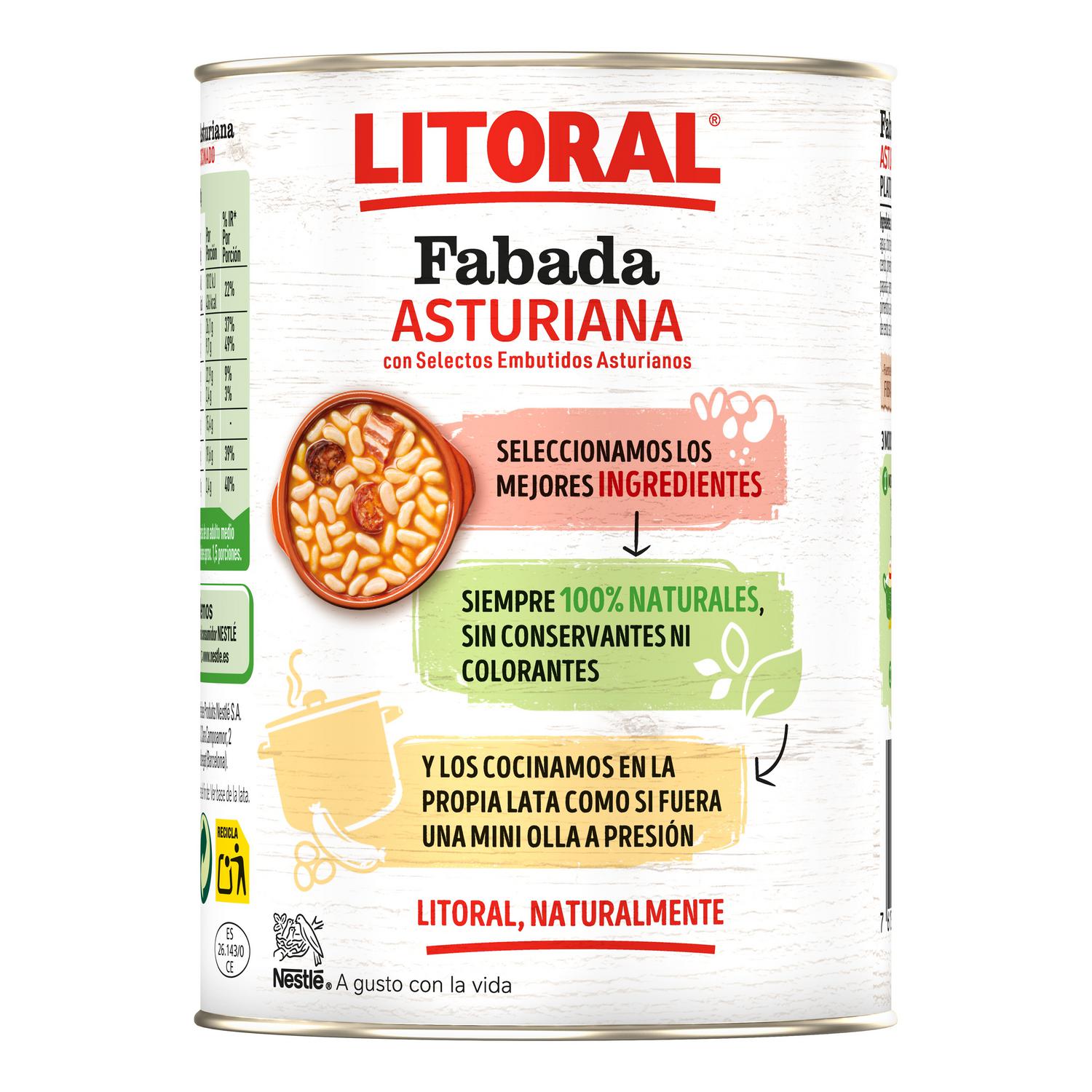 Fabada Asturiana Litoral sin gluten 420 g. — otra vista del envase