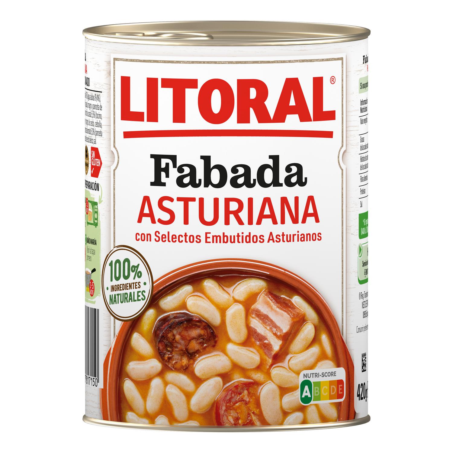 Fabada Asturiana Litoral sin gluten 420 g. — otra vista del envase