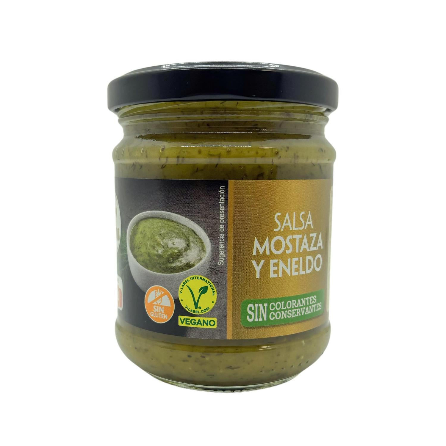 Salsa de mostaza y eneldo Extra Carrefour sin gluten 200 g. — otra vista del envase