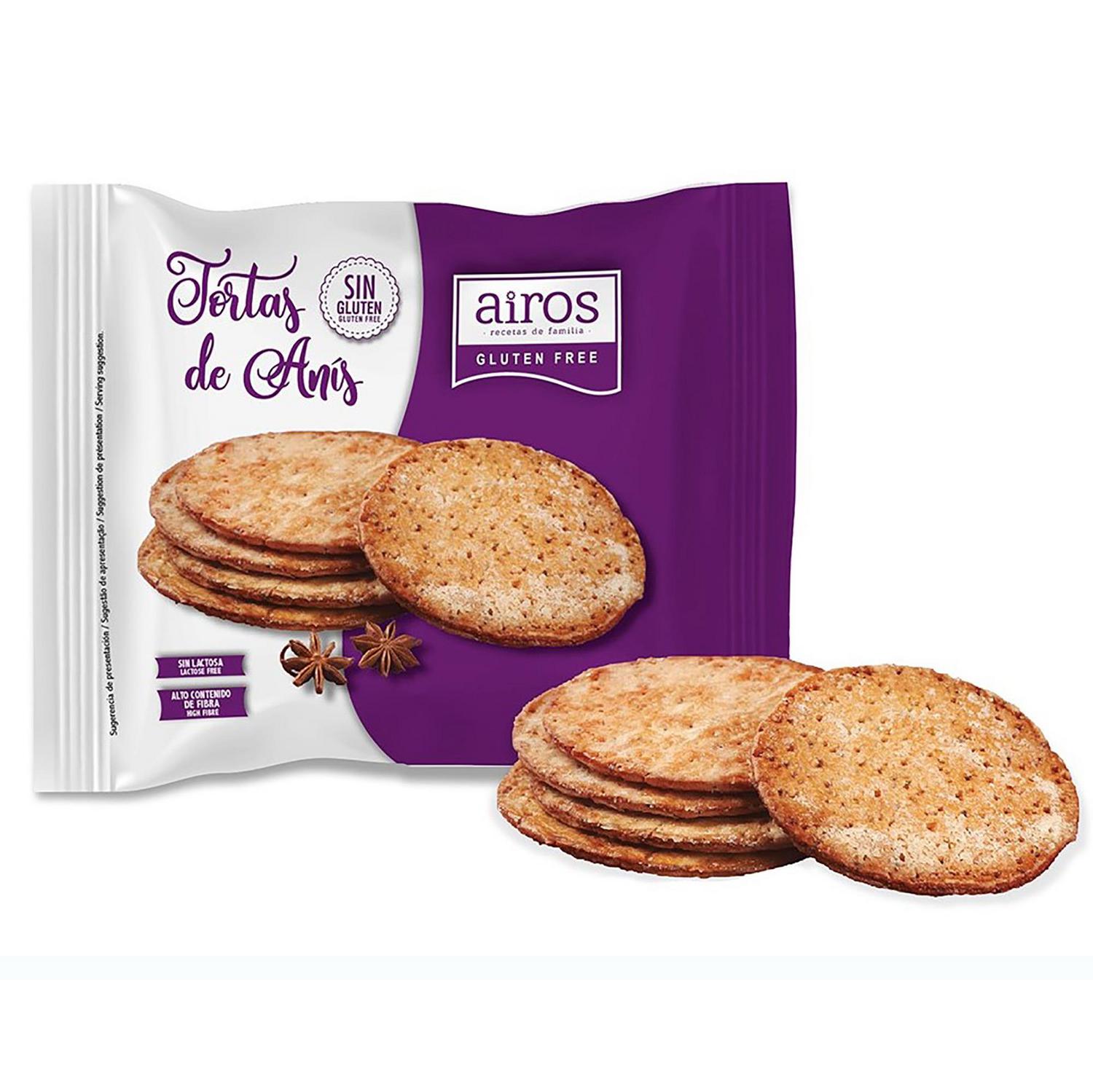 Tortas de anís Airos sin gluten sin lactosa 165 g. — otra vista del envase