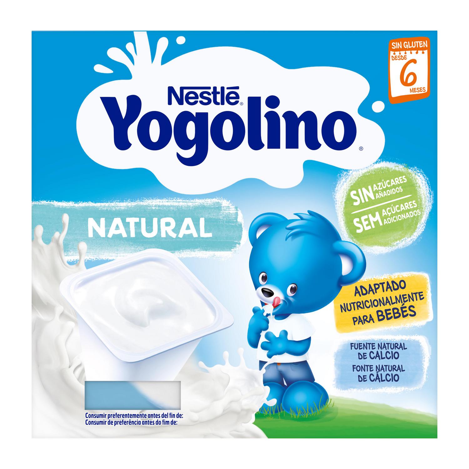 Postre lácteo natural desde 6 meses Nestlé Yogolino sin gluten y sin azúcar añadido pack de 4 unidades de 100 g. — otra vista del envase