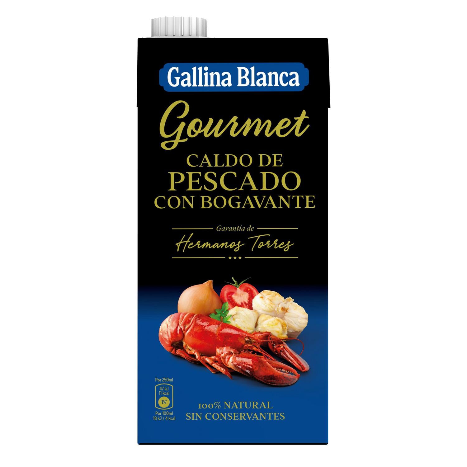 Caldo de pescado y bogavante Gallina Blanca sin gluten 1 l. — otra vista del envase