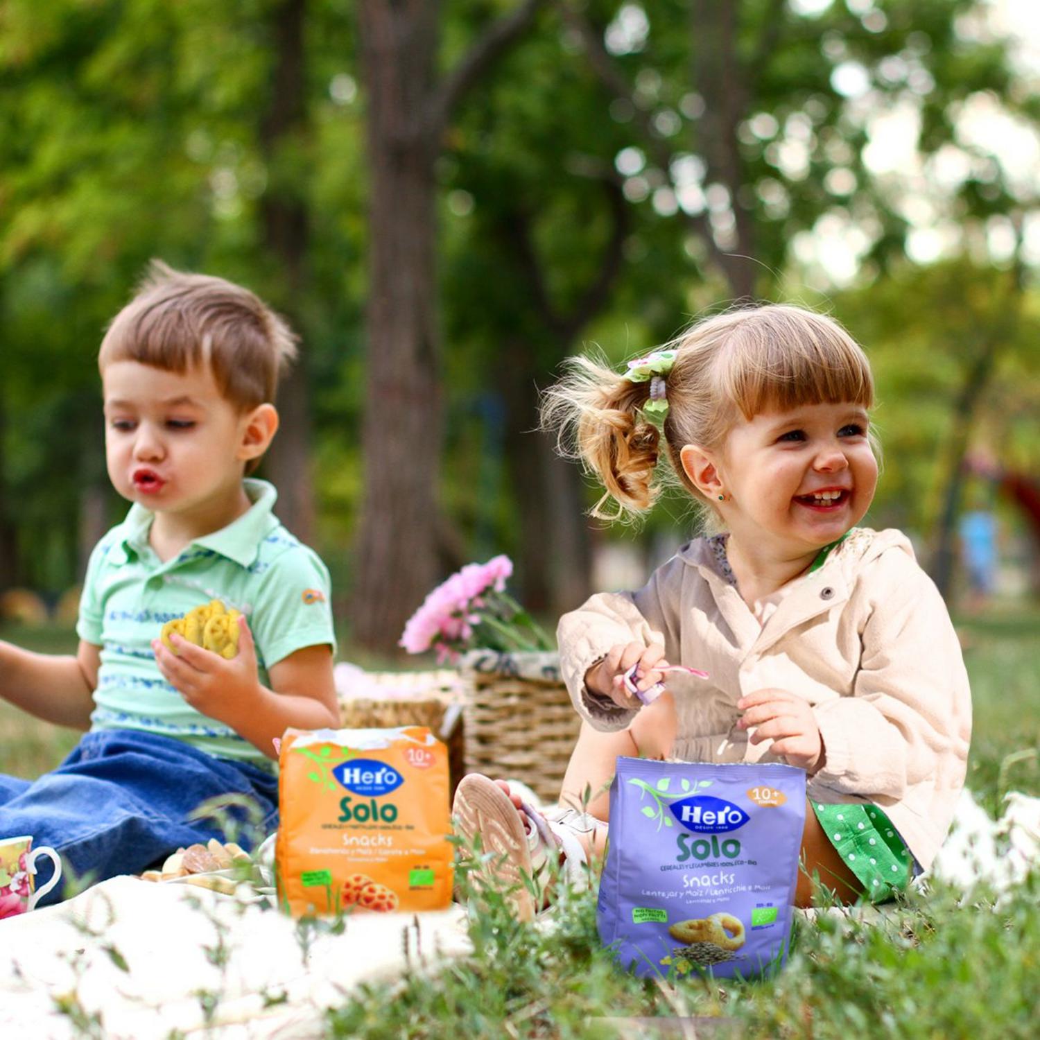 Snack de zanahoria y maíz desde 10 meses ecológico Hero Solo sin gluten 40 g. — otra vista del envase