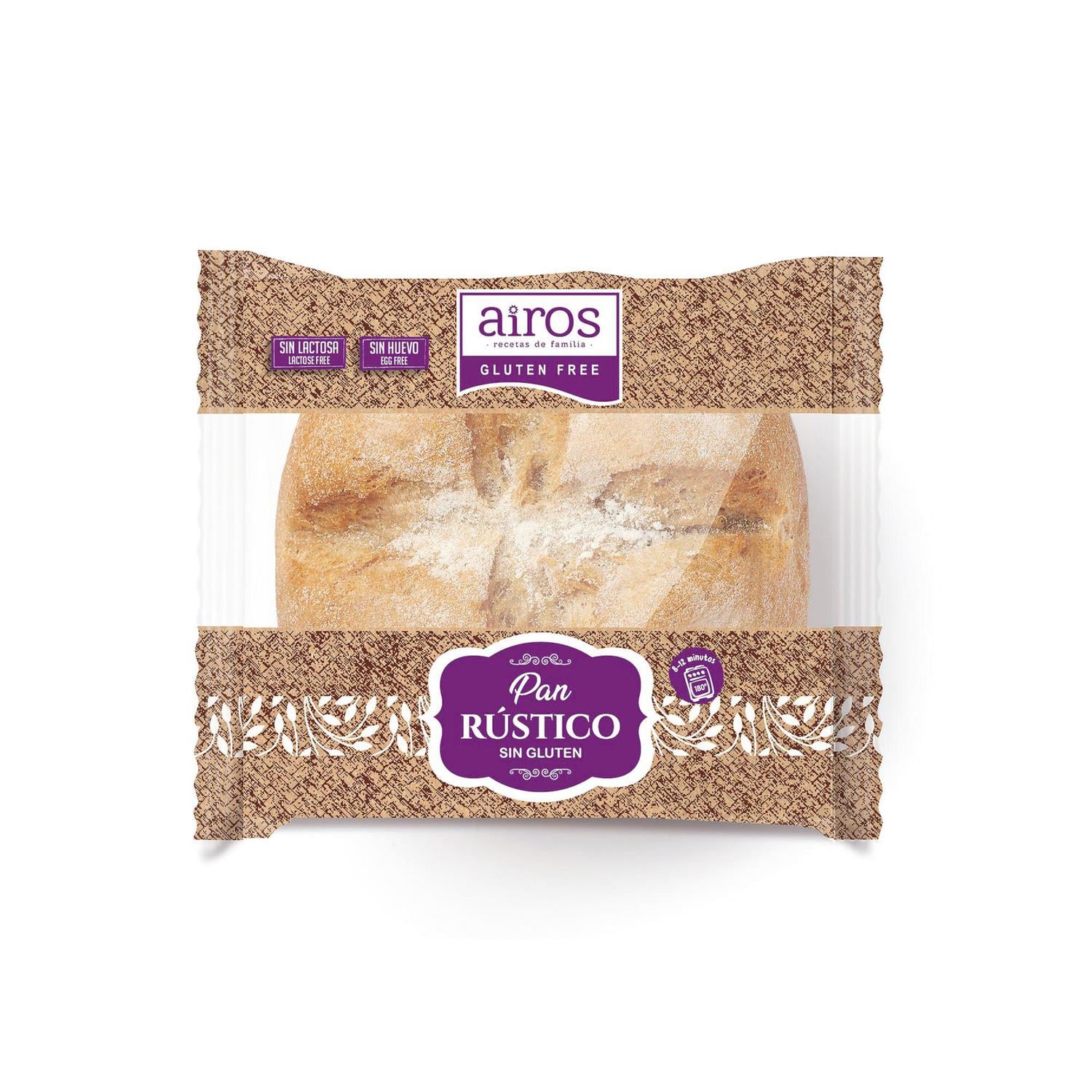Pan Rústico Redondo Airos sin gluten y sin lactosa 85 g — otra vista del envase