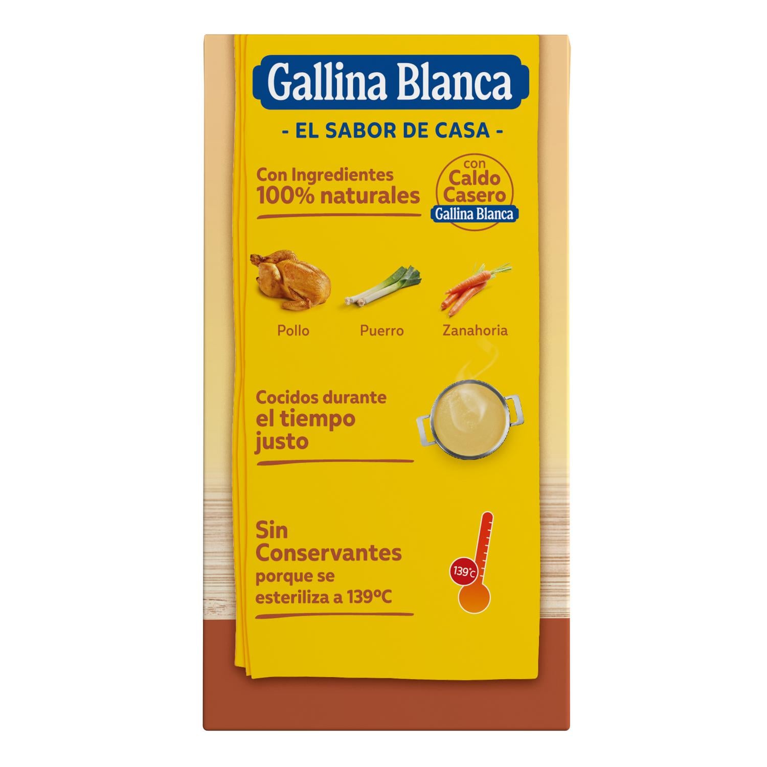 Crema casera de pollo con verduras Gallina Blanca sin gluten 500 ml. — otra vista del envase