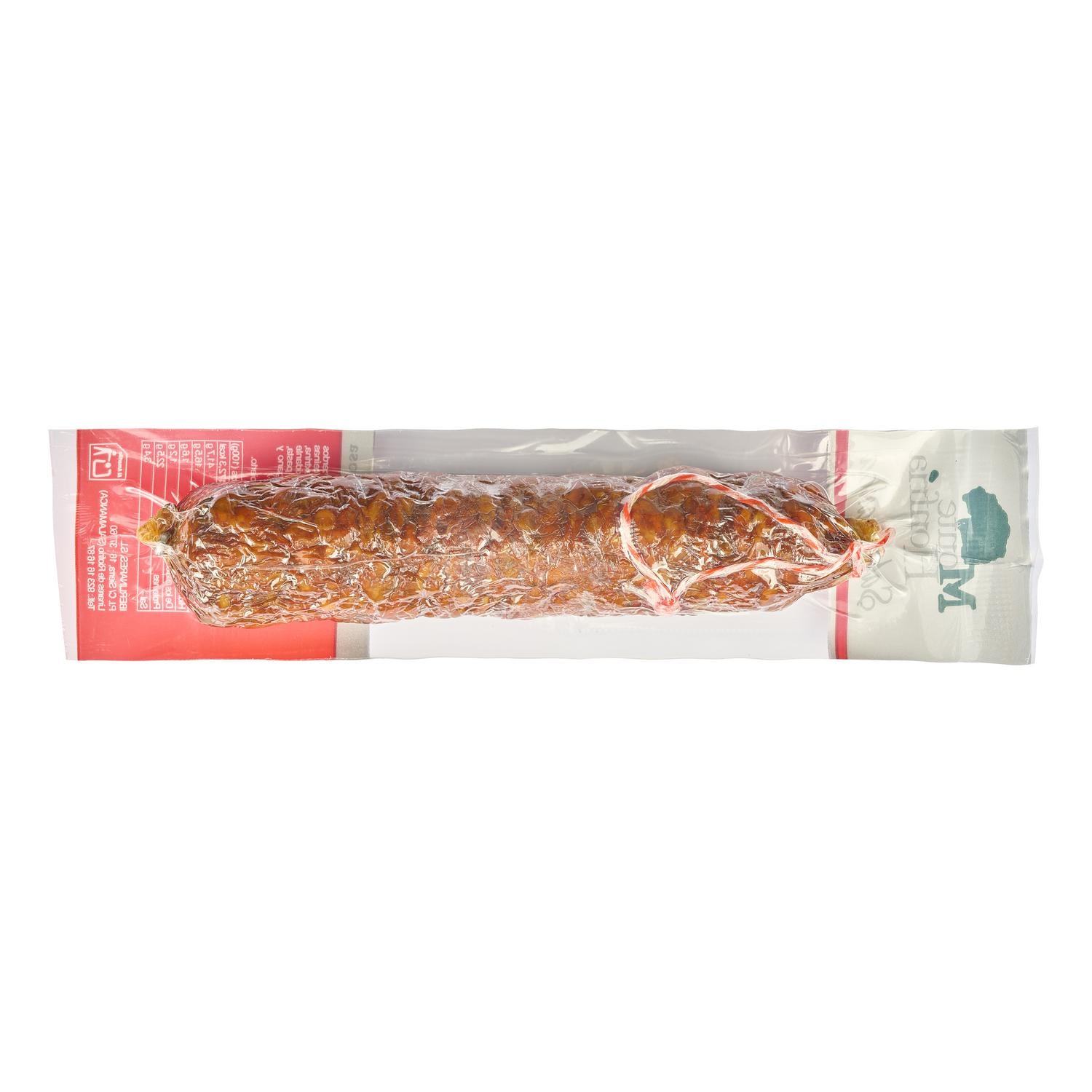 Chorizo vela ibérico Monte Honfria sin gluten y sin lactosa 150 g. — otra vista del envase