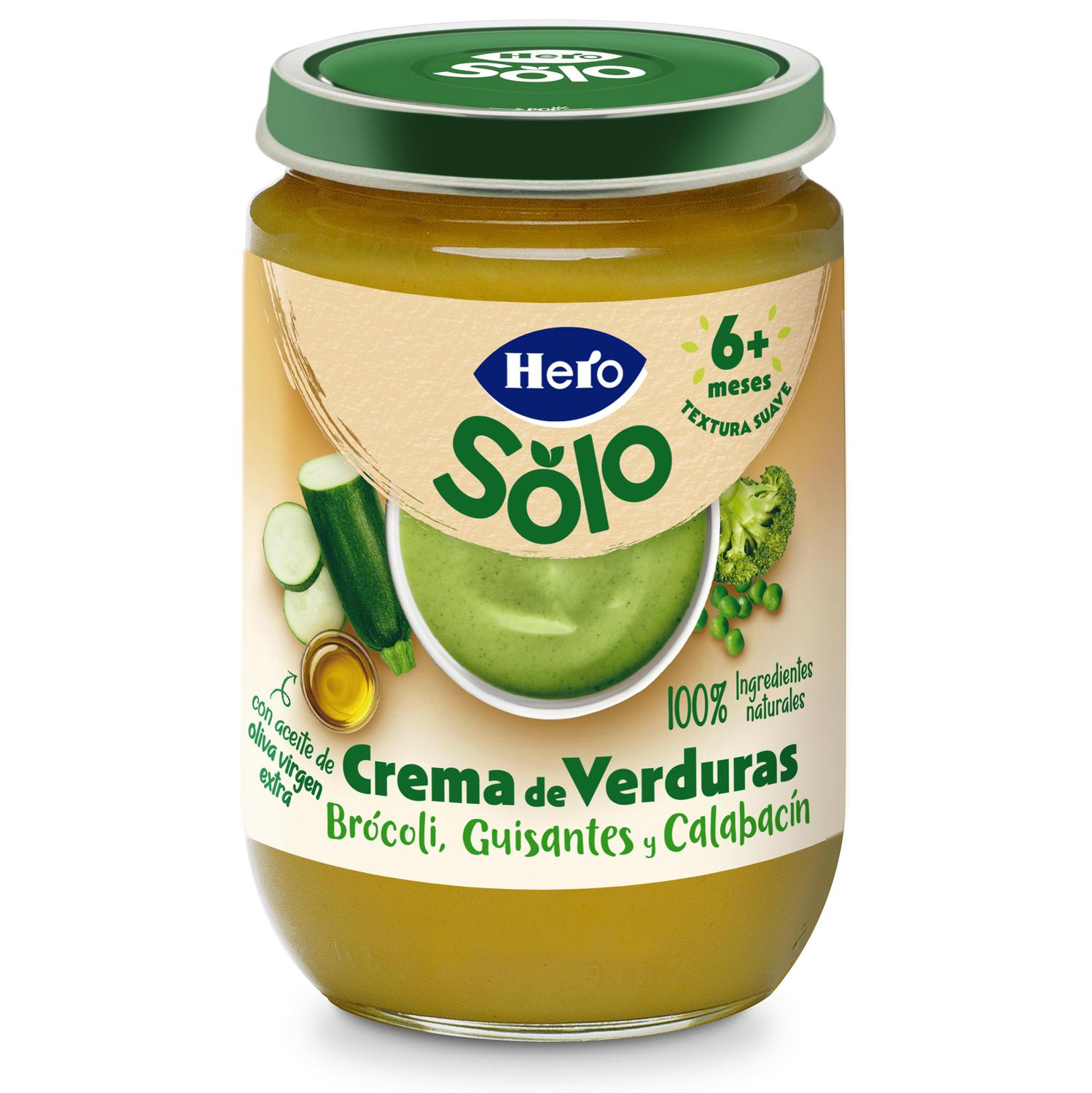 Tarrito de crema de verduras desde 6 meses Hero Solo sin gluten 190 g. — otra vista del envase
