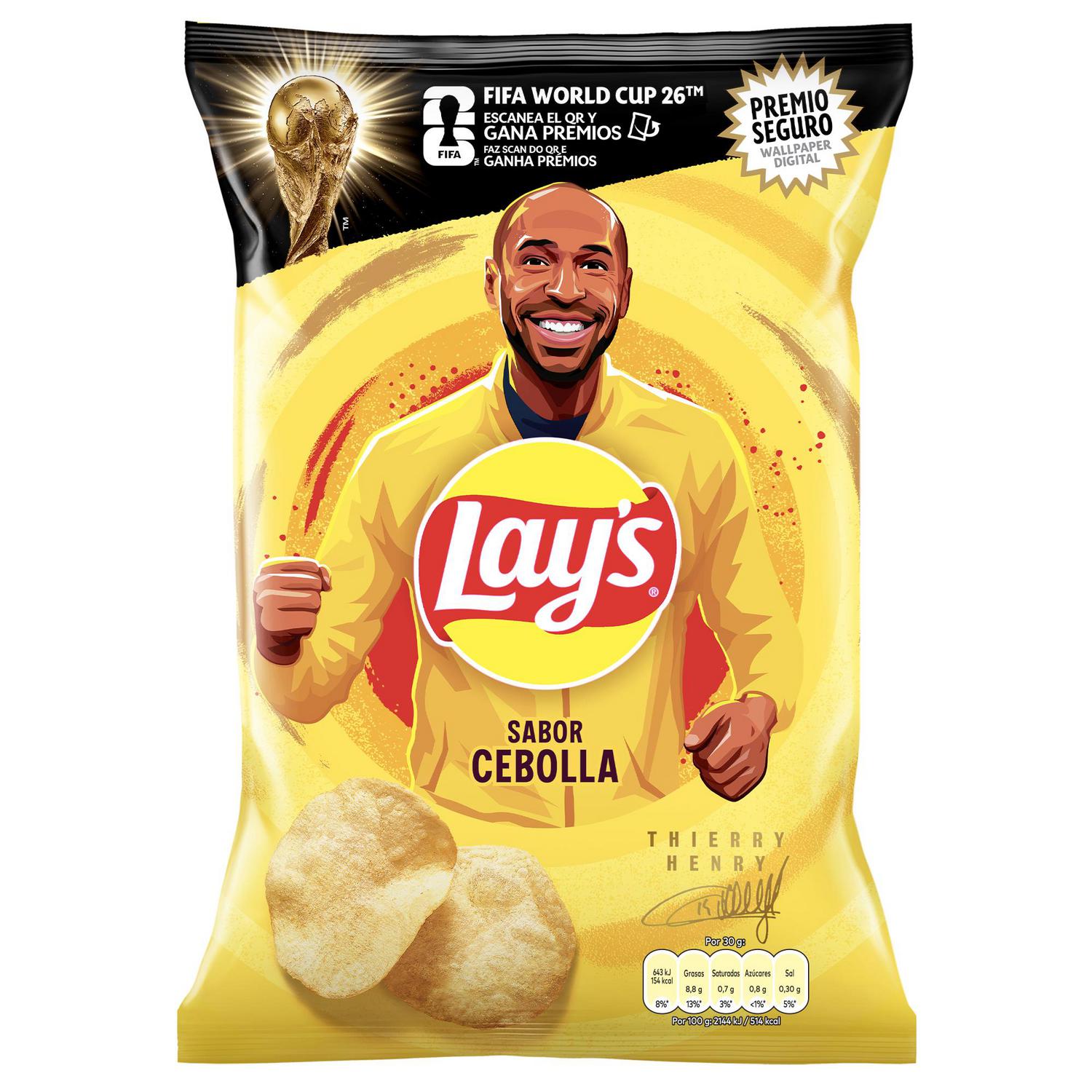 Patatas sabor cebolla Lay's sin gluten 150 g. — otra vista del envase
