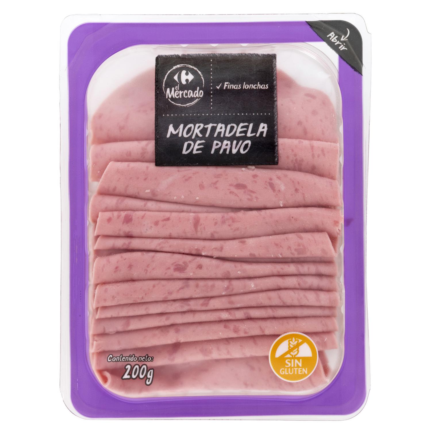 Mortadela de pavo en finas lonchas Carrefour El Mercado sin gluten 200 g — otra vista del envase