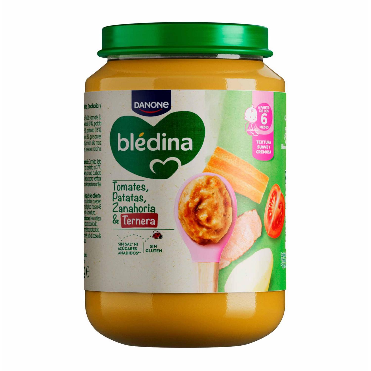 Tarrito de verduras y ternera desde 6 meses Danone Blédina sin gluten, sin lactosa y sin azúcar añadido 200 g. — otra vista del envase
