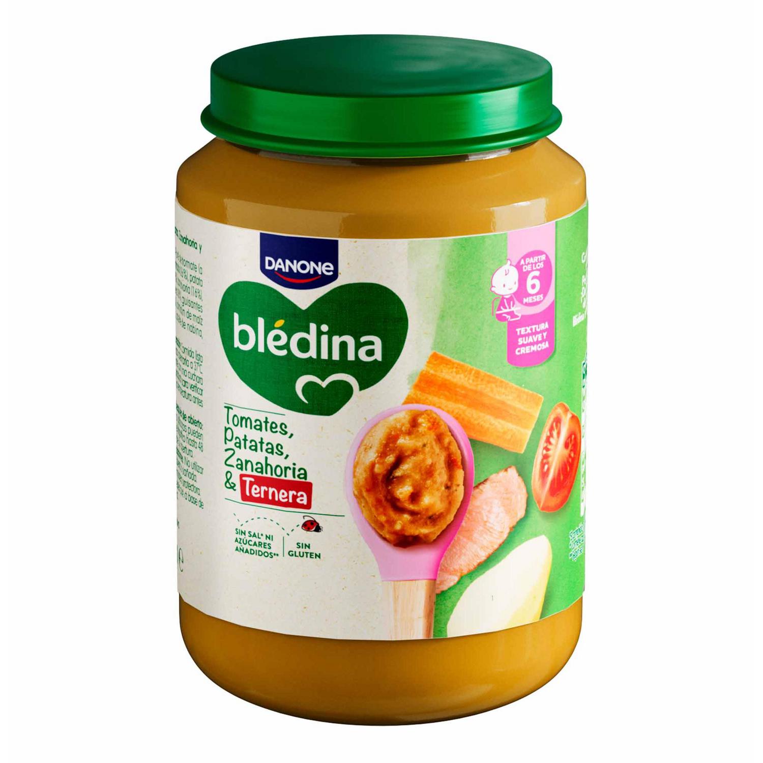 Tarrito de verduras y ternera desde 6 meses Danone Blédina sin gluten, sin lactosa y sin azúcar añadido 200 g. — otra vista del envase