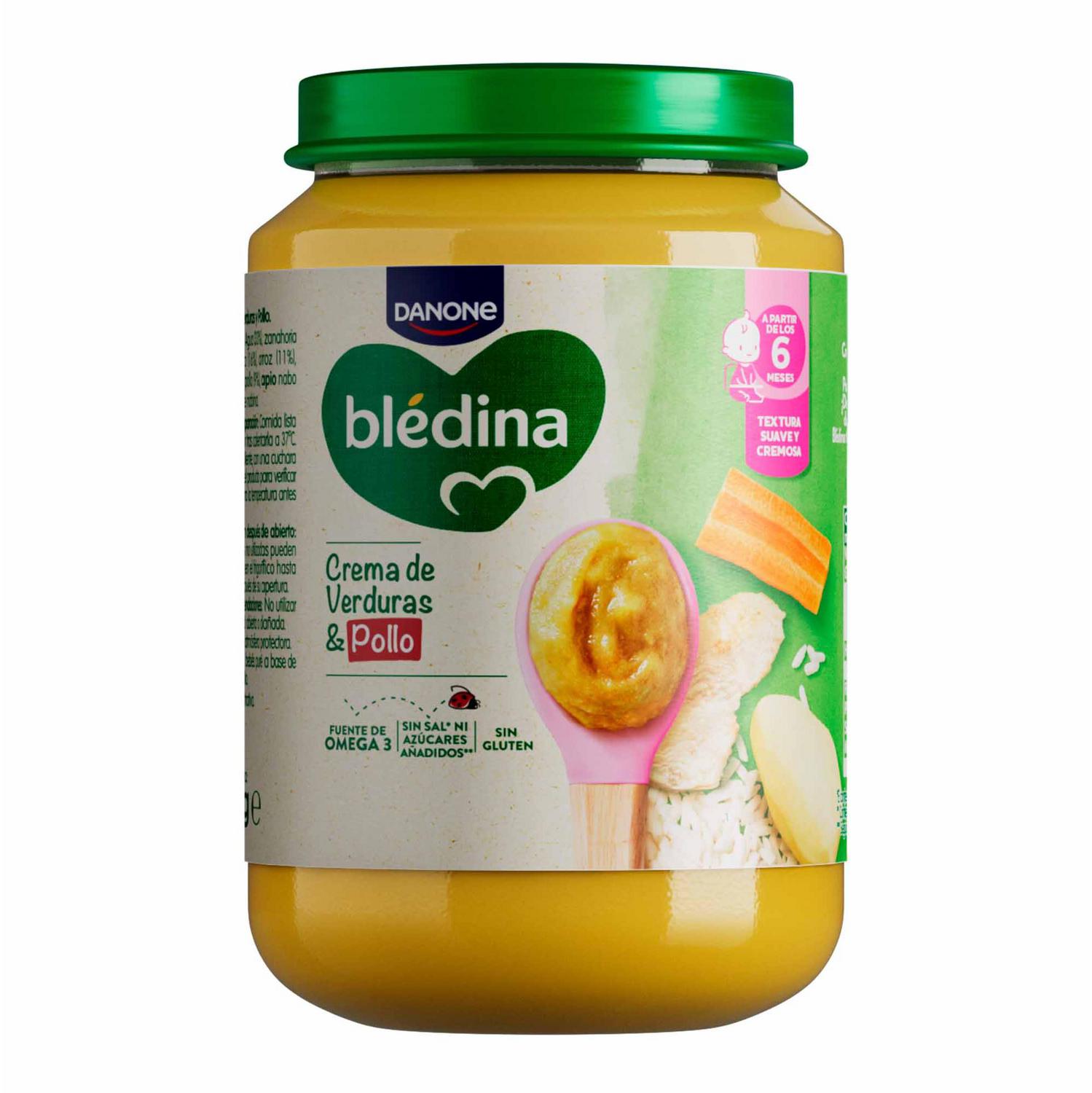 Tarrito de crema de verduras y pollo desde 6 meses Danone Blédina sin gluten y sin azúcar añadido 200 g. — otra vista del envase