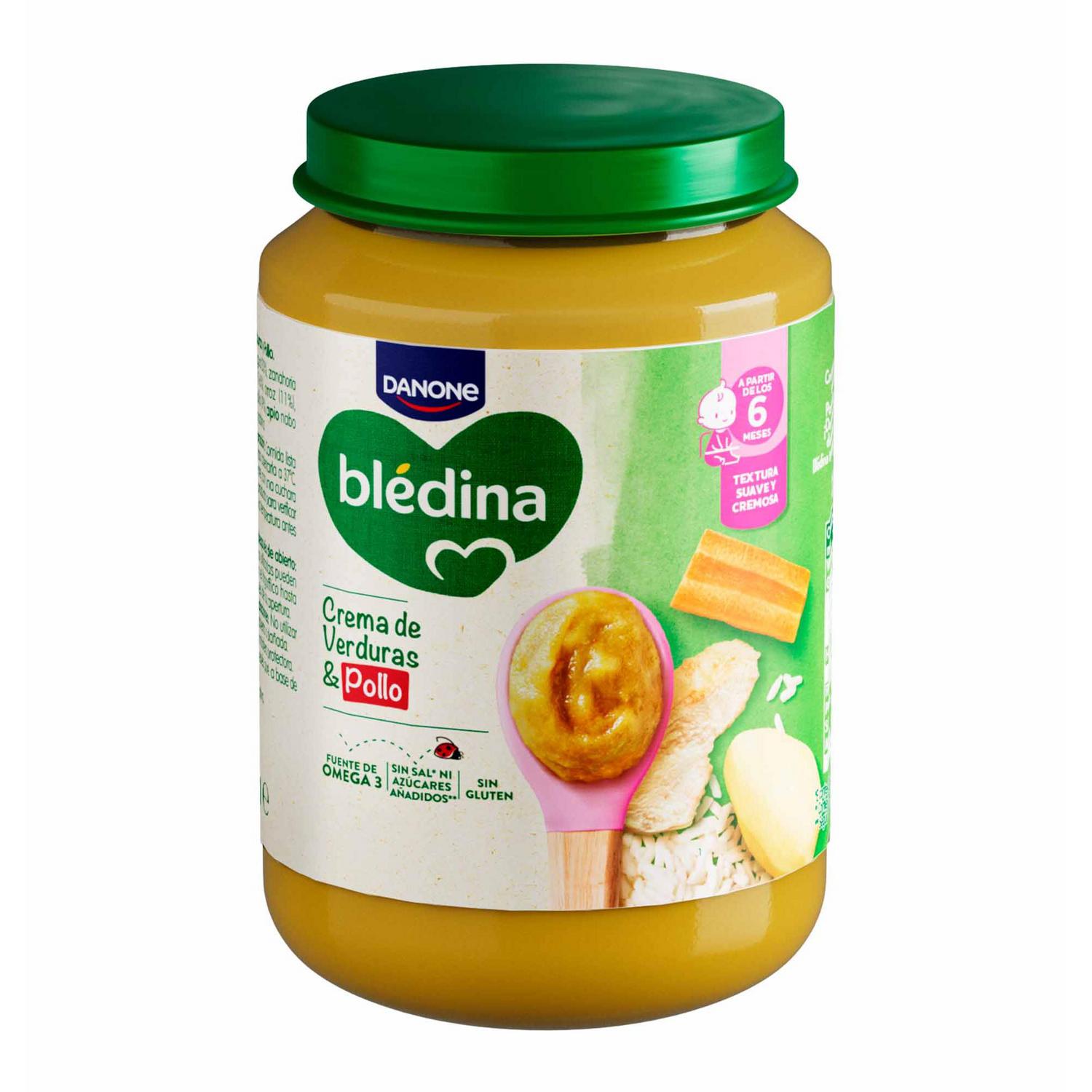 Tarrito de crema de verduras y pollo desde 6 meses Danone Blédina sin gluten y sin azúcar añadido 200 g. — otra vista del envase