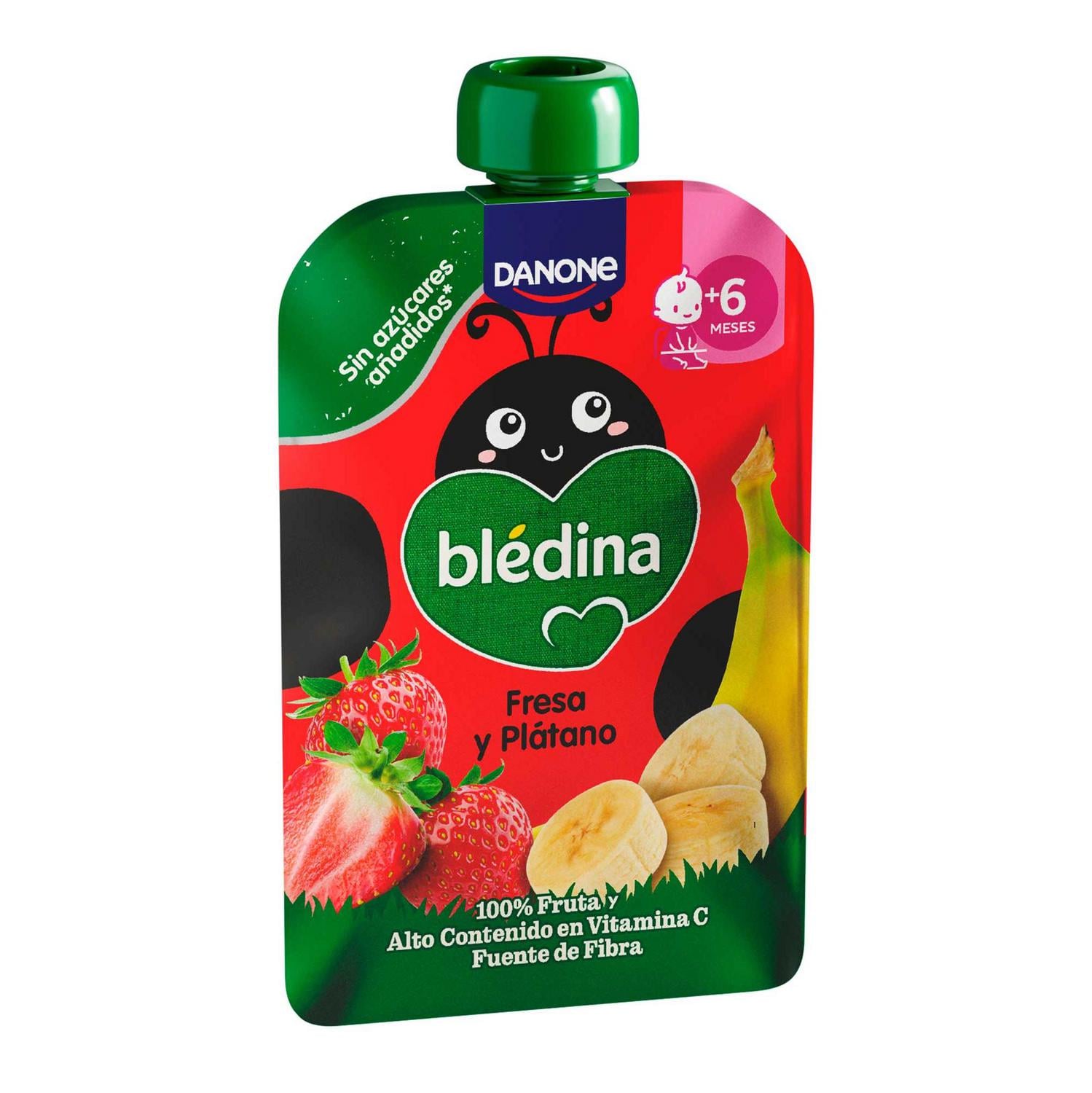 Bosita de fresa y plátano desde 6 meses Danone Blédina sin gluten y sin azúcar añadido 100 g. — otra vista del envase
