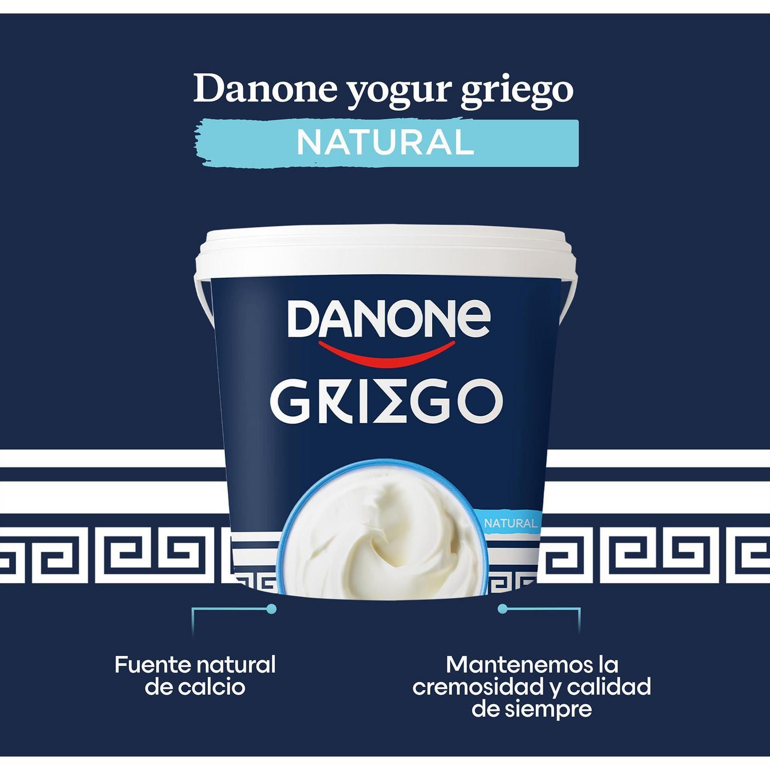 Yogur natural griego Danone sin gluten 920 g. — otra vista del envase