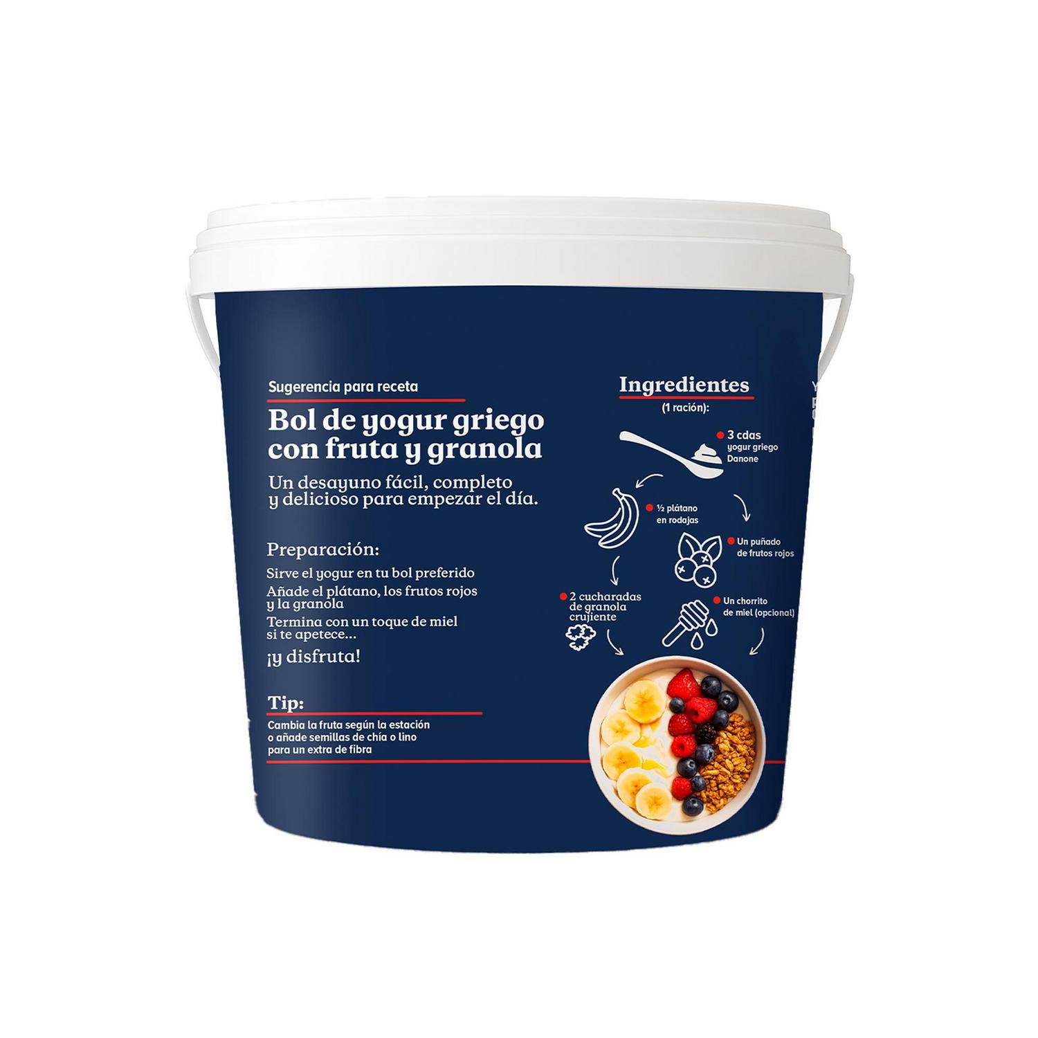 Yogur natural griego Danone sin gluten 920 g. — otra vista del envase
