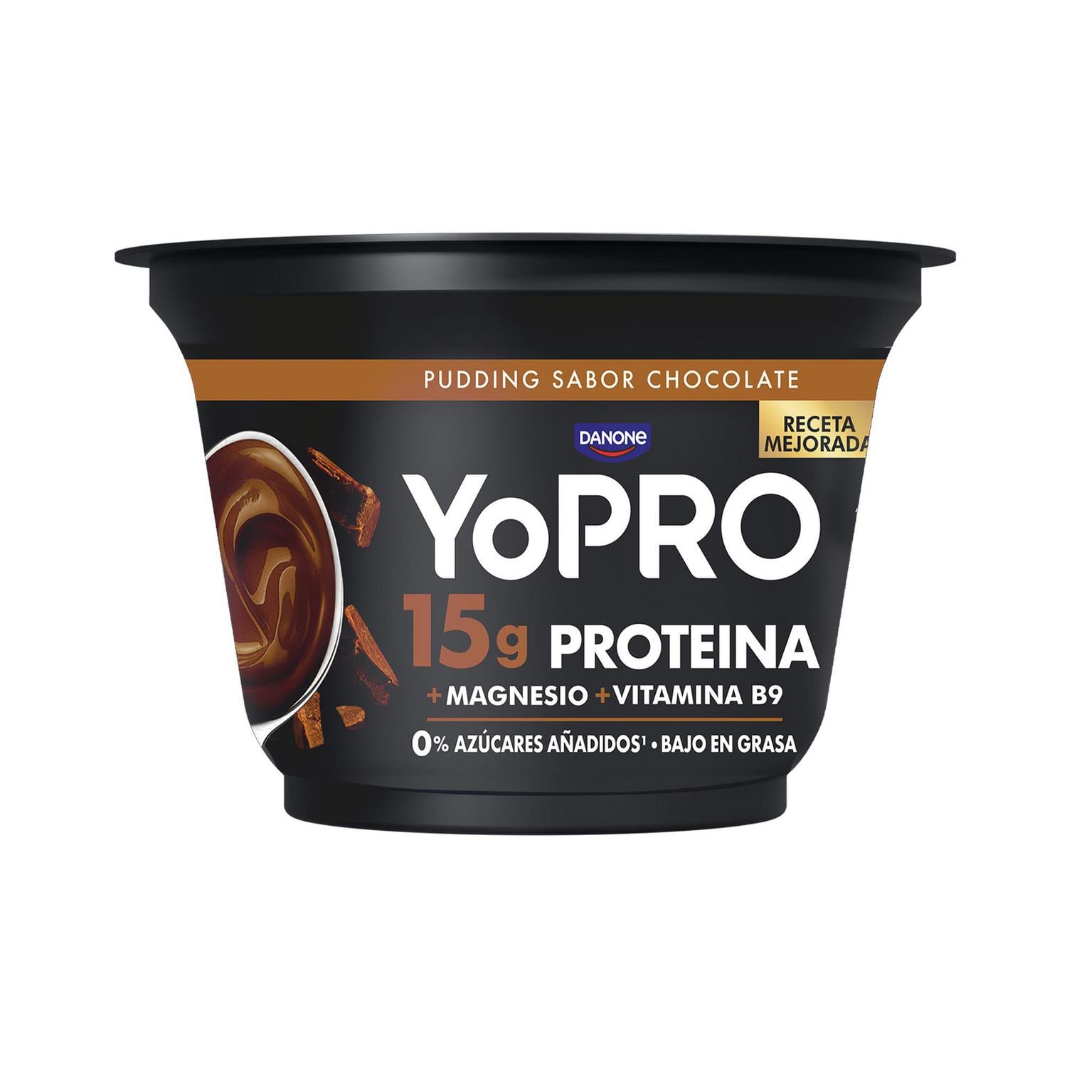 Pudding de chocolate Yopro sin gluten 150 g. — otra vista del envase