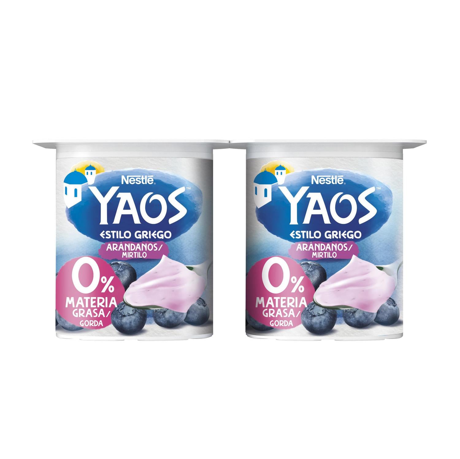 Yogur desnatado con arándanos estilo griego Nestlé sin gluten pack de 4 unidades de 115 g. — otra vista del envase