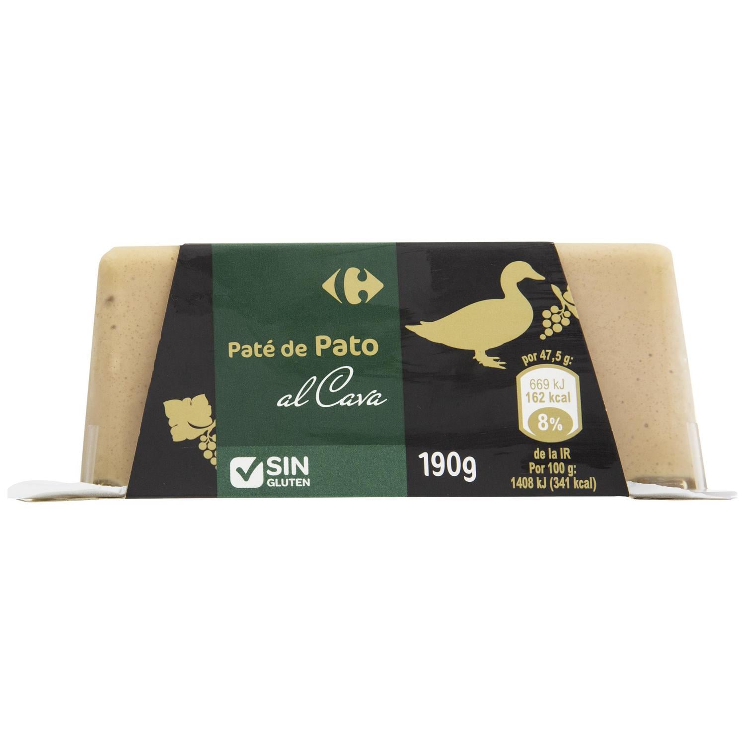 Paté de pato al cava Carrefour sin gluten 190 g — otra vista del envase