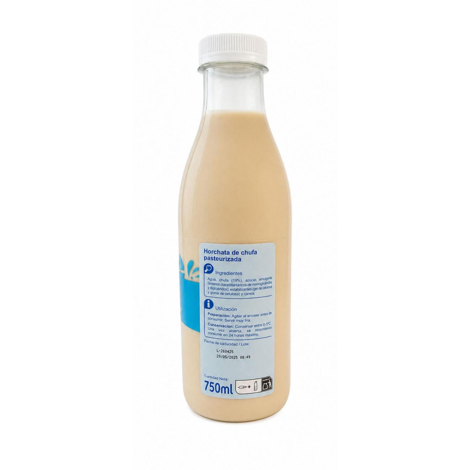 Horchata fresca Carrefour sin gluten 750 ml. — otra vista del envase