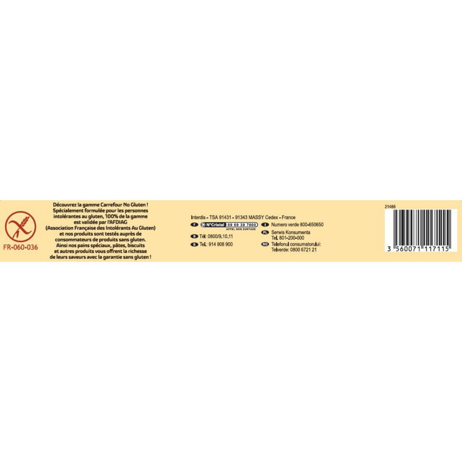 Galleta de mantequilla Carrefour Classic No Gluten! sin gluten 130 g. — otra vista del envase