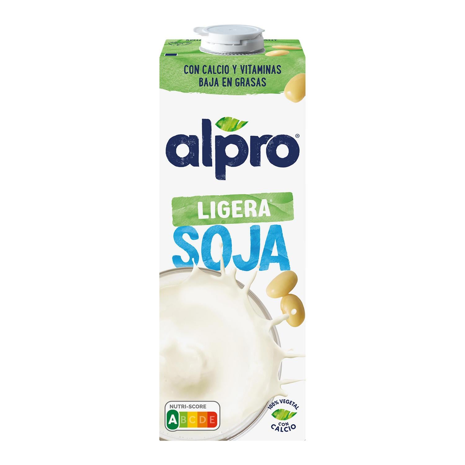 Bebida de soja ligera Alpro sin gluten y sin lactosa brik 1 l. — otra vista del envase