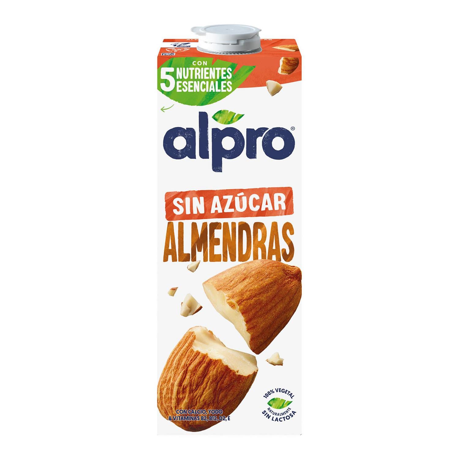 Bebida de almendras sin azúcar Alpro sin gluten y sin lactosa brik 1 l. — otra vista del envase