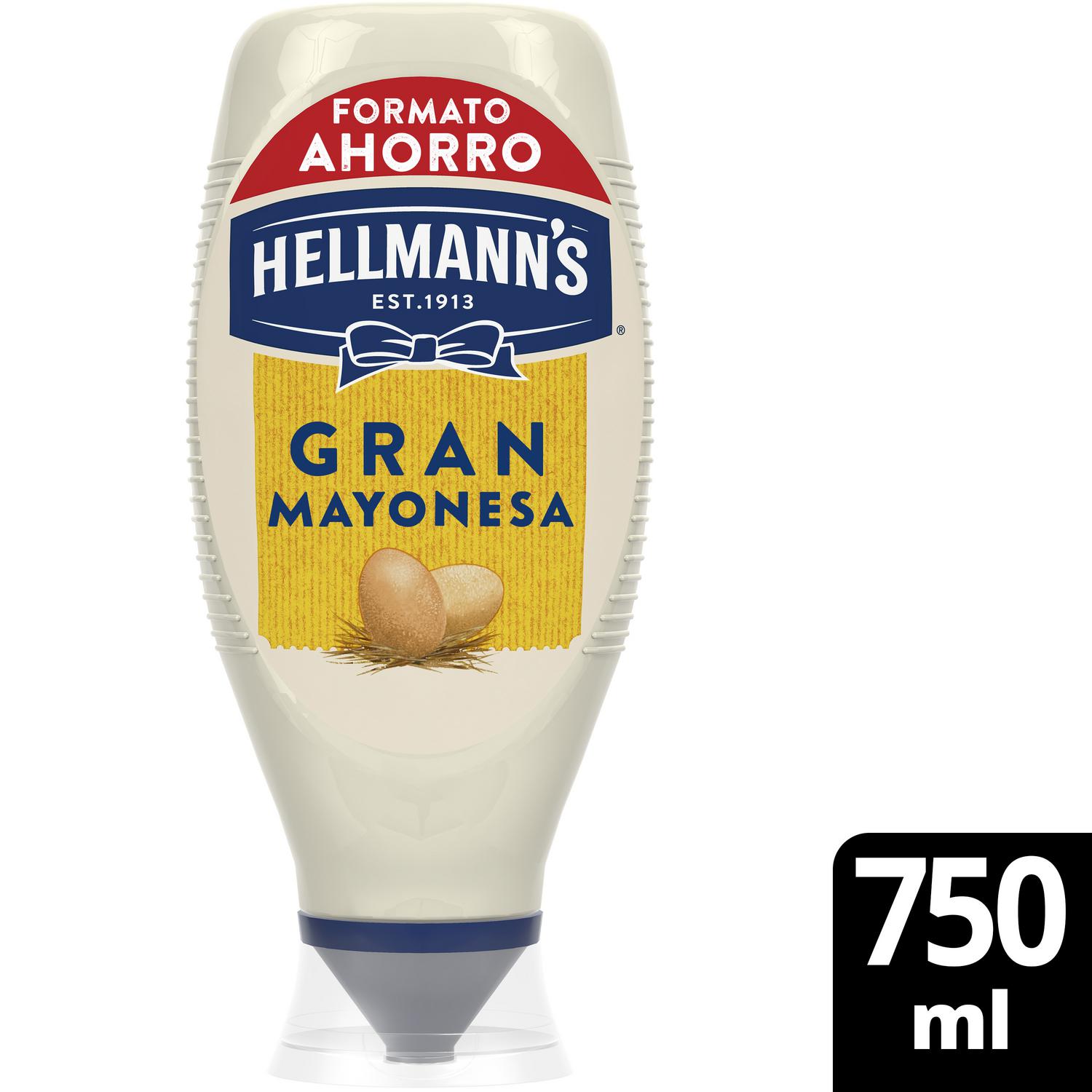 Mayonesa Hellmann's sin gluten envase 750 ml. — otra vista del envase