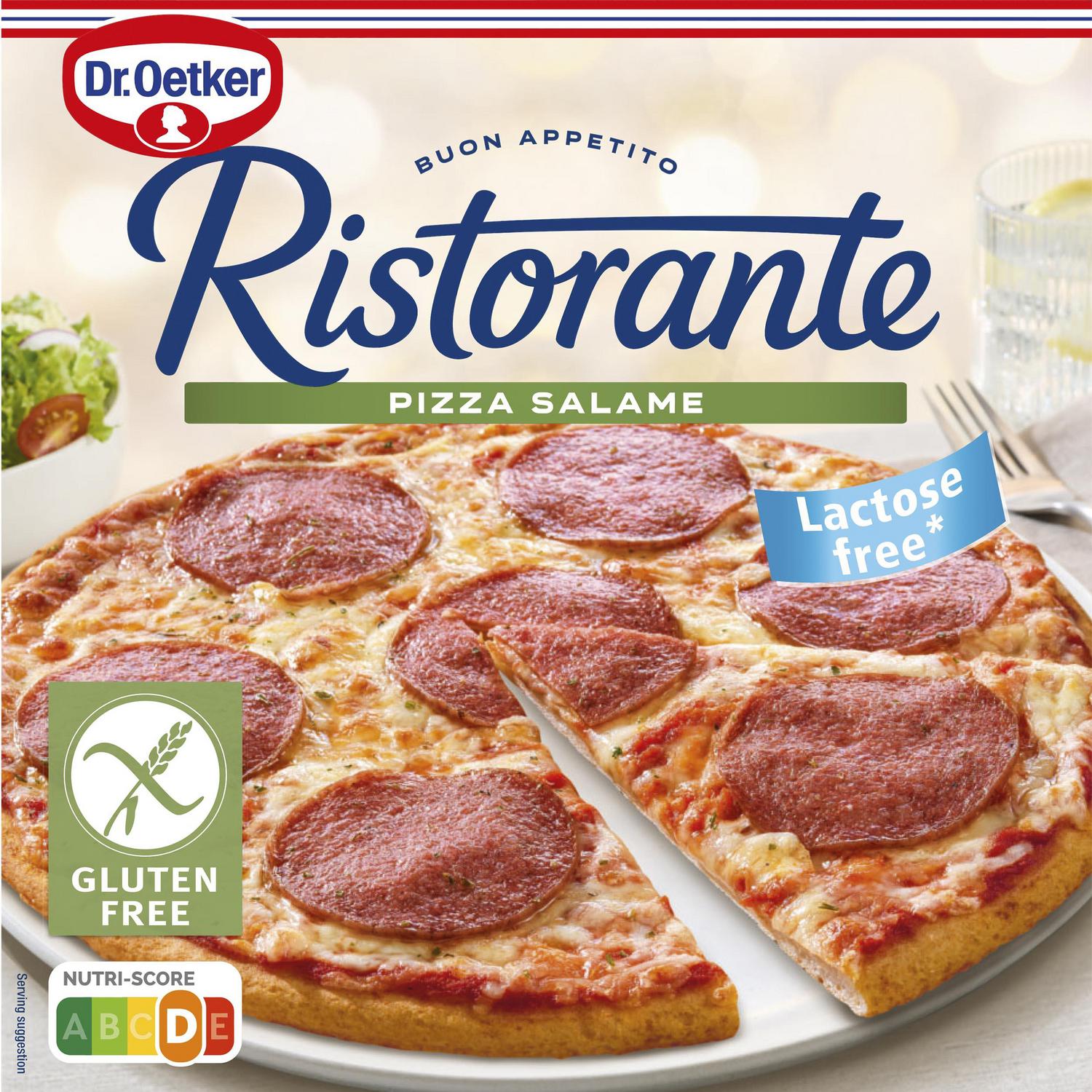 Pizza de salami Ristorante Dr. Oetker sin gluten y sin lactosa 315 g. — otra vista del envase