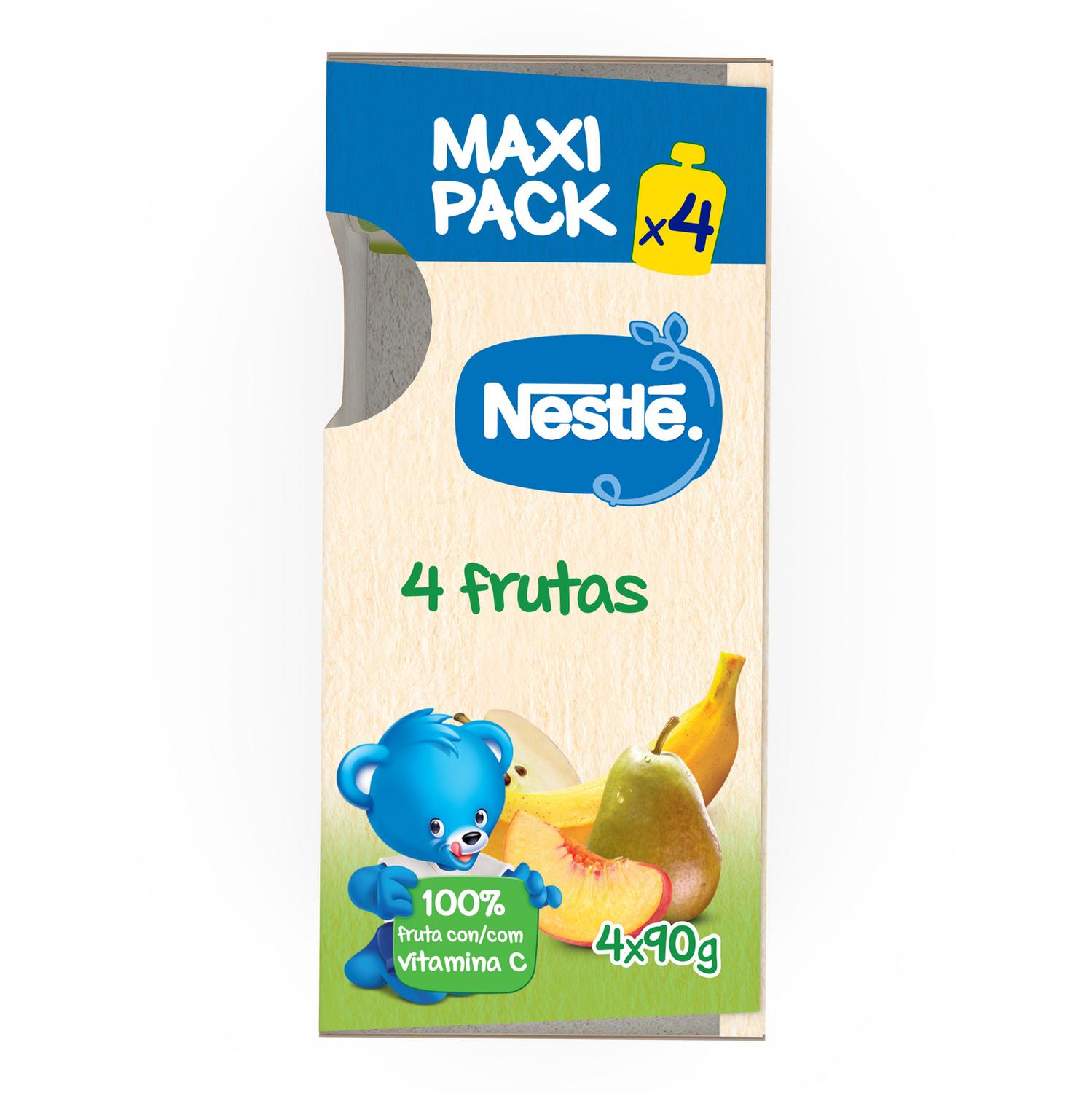 Bolsita de 4 frutas desde 4 meses Nestlé sin gluten y sin azúcar añadido pack de 4 unidades de 90 g. — otra vista del envase