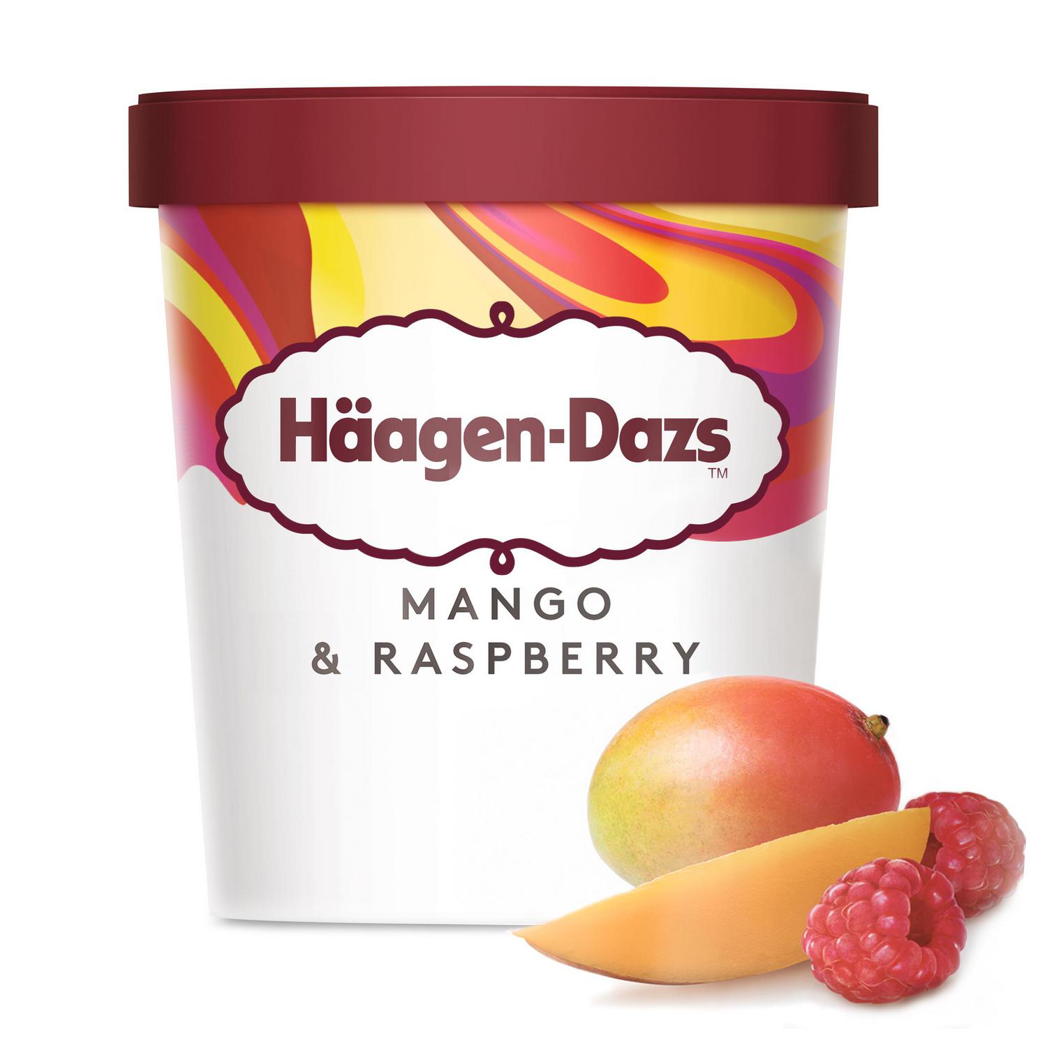 Helado de mango y frambuesa Häagen Dazs sin gluten 460 ml. — otra vista del envase