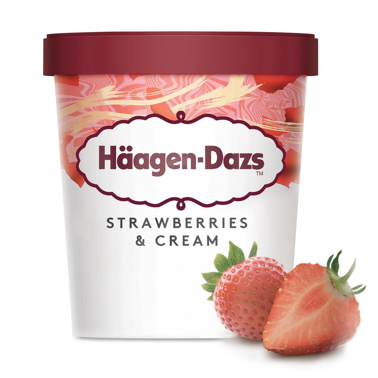 Helado de fresas y crema Häagen Dazs sin gluten 460 ml. — otra vista del envase