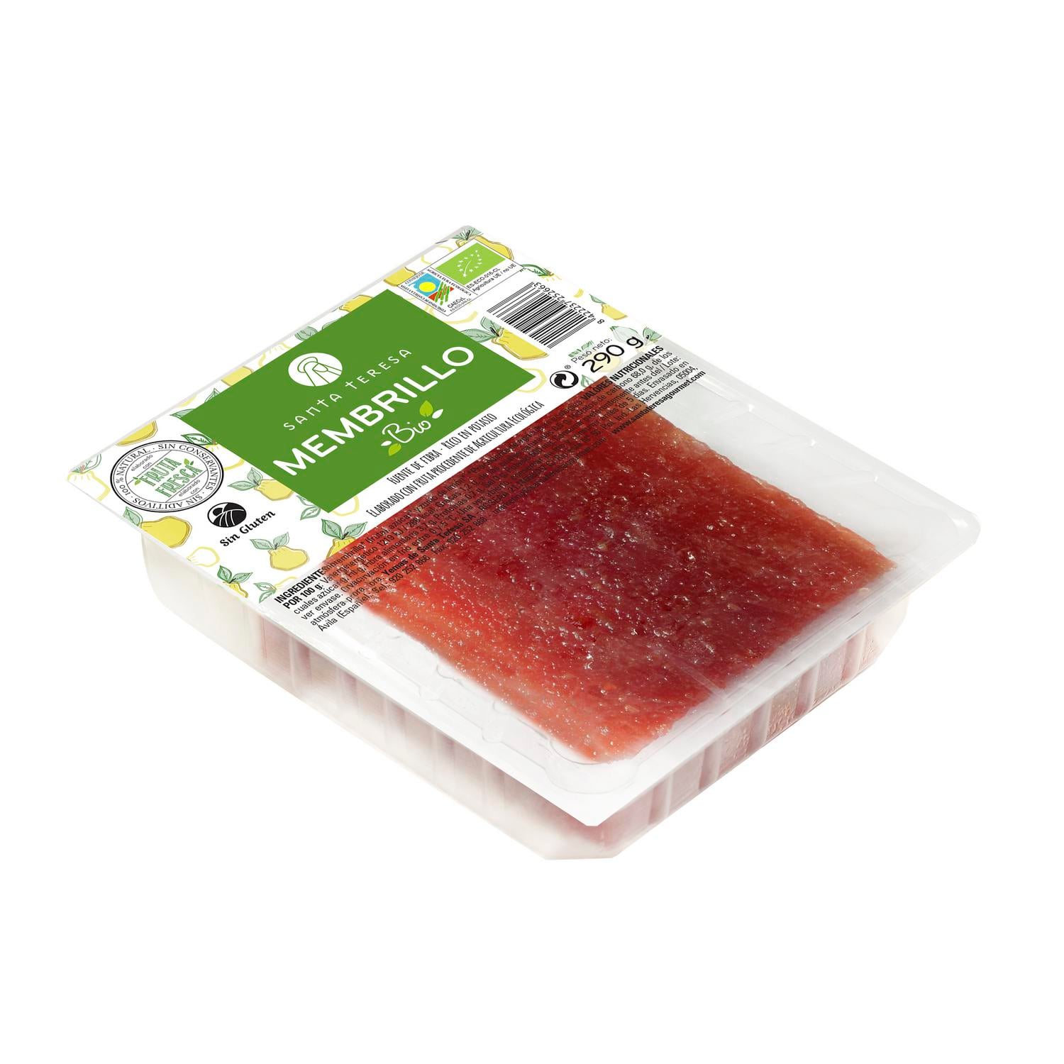 Membrillo ecológico Santa Teresa sin gluten 290 g. — otra vista del envase