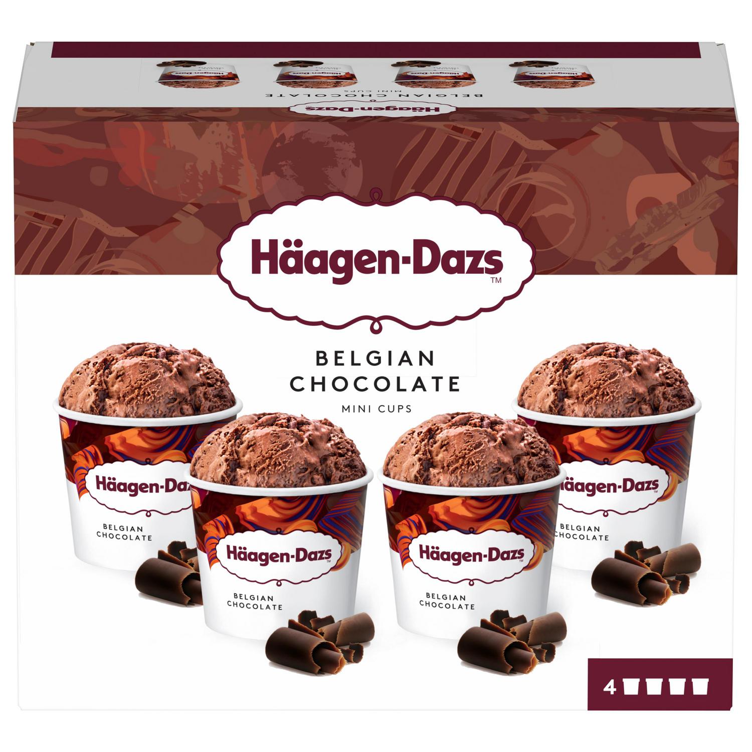 Helado de chocolate belga Hägens-Dazs sin gluten pack de 4 unidades de 95 ml. — otra vista del envase