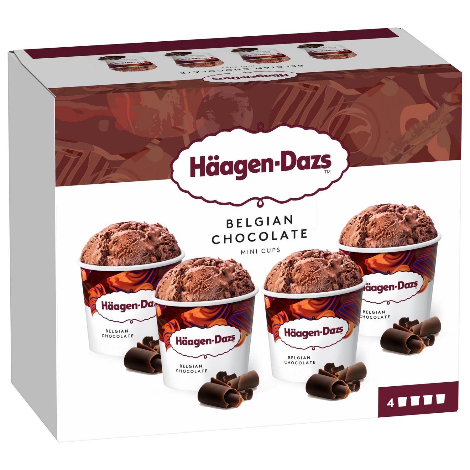 Helado de chocolate belga Hägens-Dazs sin gluten pack de 4 unidades de 95 ml. — otra vista del envase