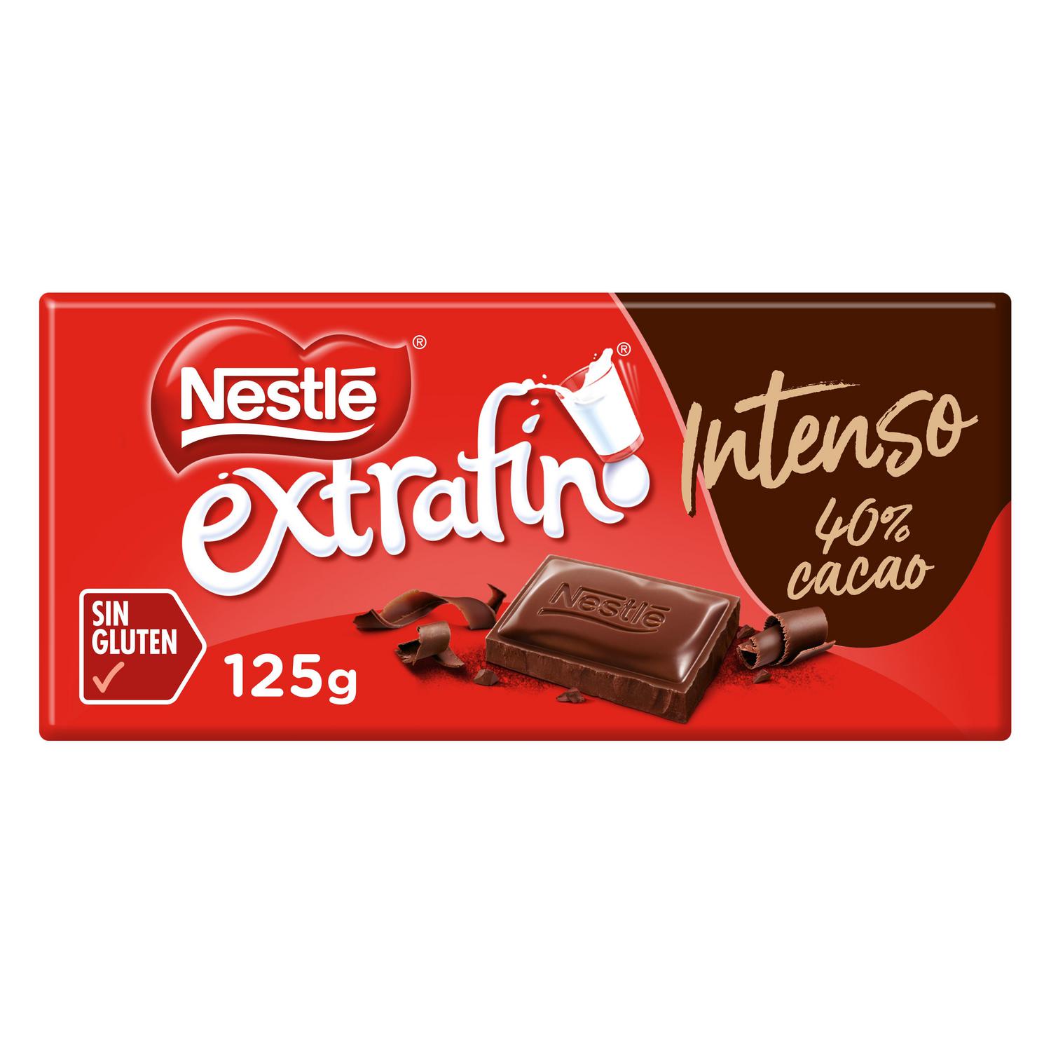 Chocolate con leche intenso 40% cacao extrafino Nestlé sin gluten 125 g. — otra vista del envase