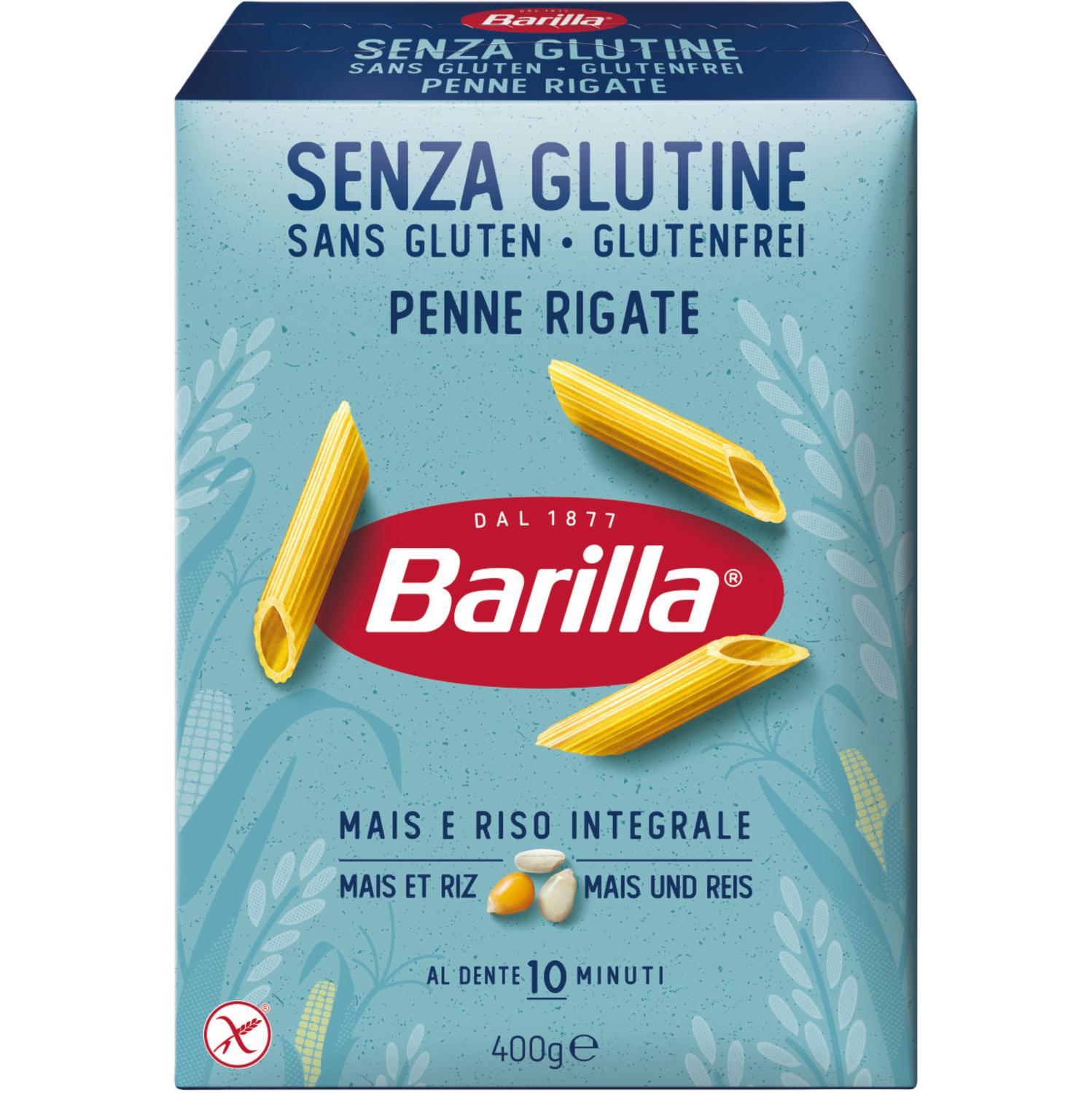 Pasta macarrones penne rigate Barilla sin gluten 400 g. — otra vista del envase