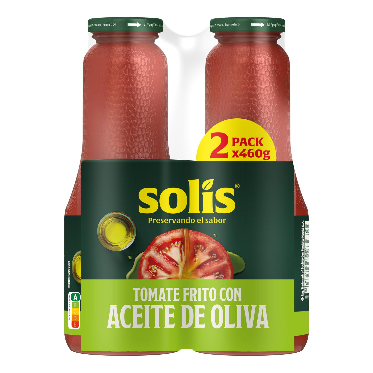 Tomate frito con aceite de oliva Solis sin gluten pack de 2 tarros de 460 g. — otra vista del envase
