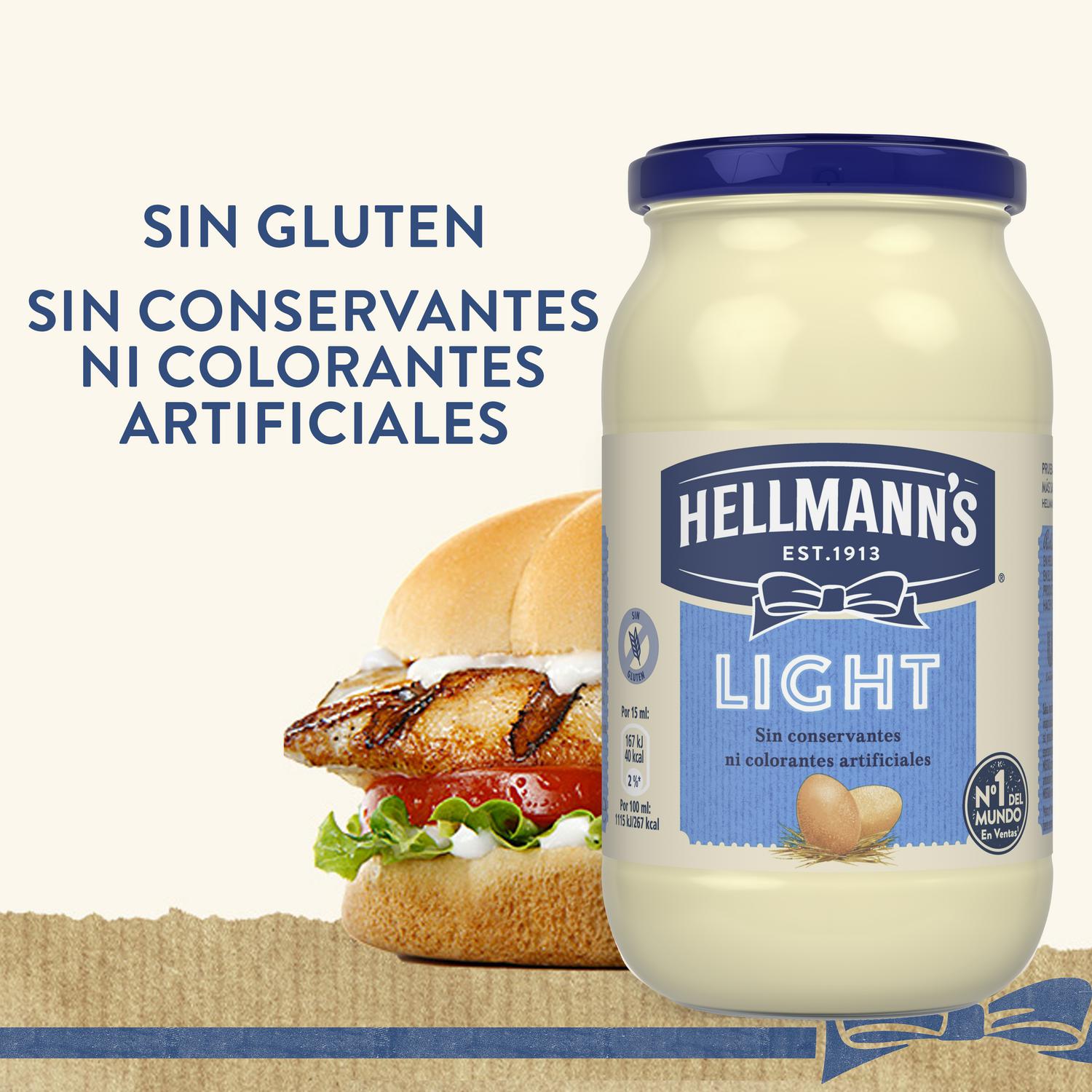 Mayonesa Light Hellmann's sin gluten tarro 430 ml. — otra vista del envase