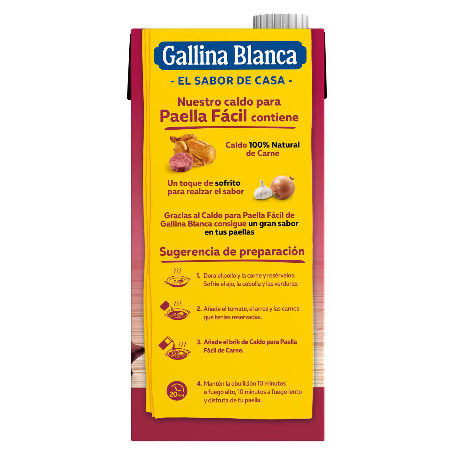 Caldo para paella de carne Gallina Blanca sin gluten 1 l. — otra vista del envase