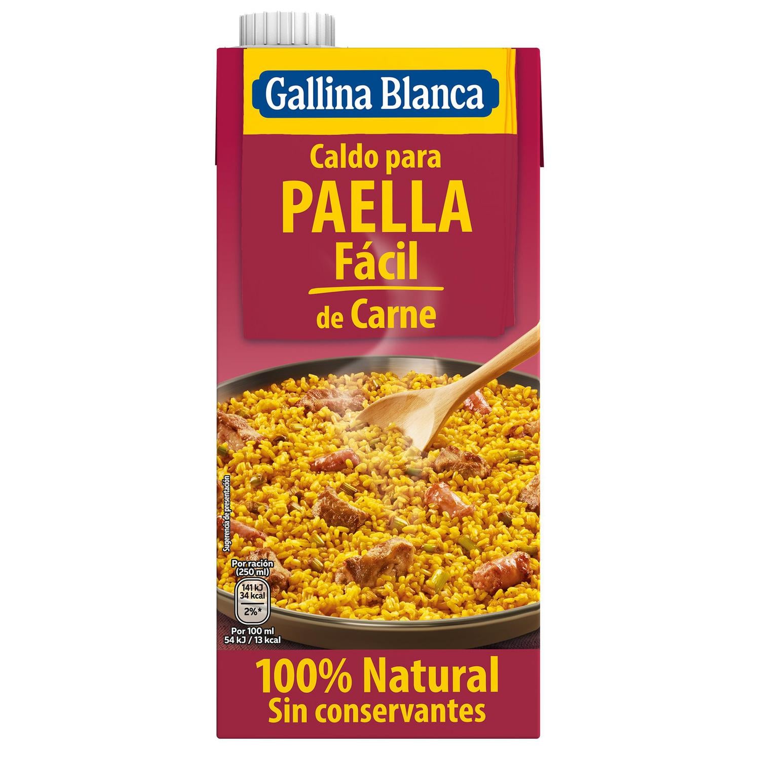 Caldo para paella de carne Gallina Blanca sin gluten 1 l. — otra vista del envase