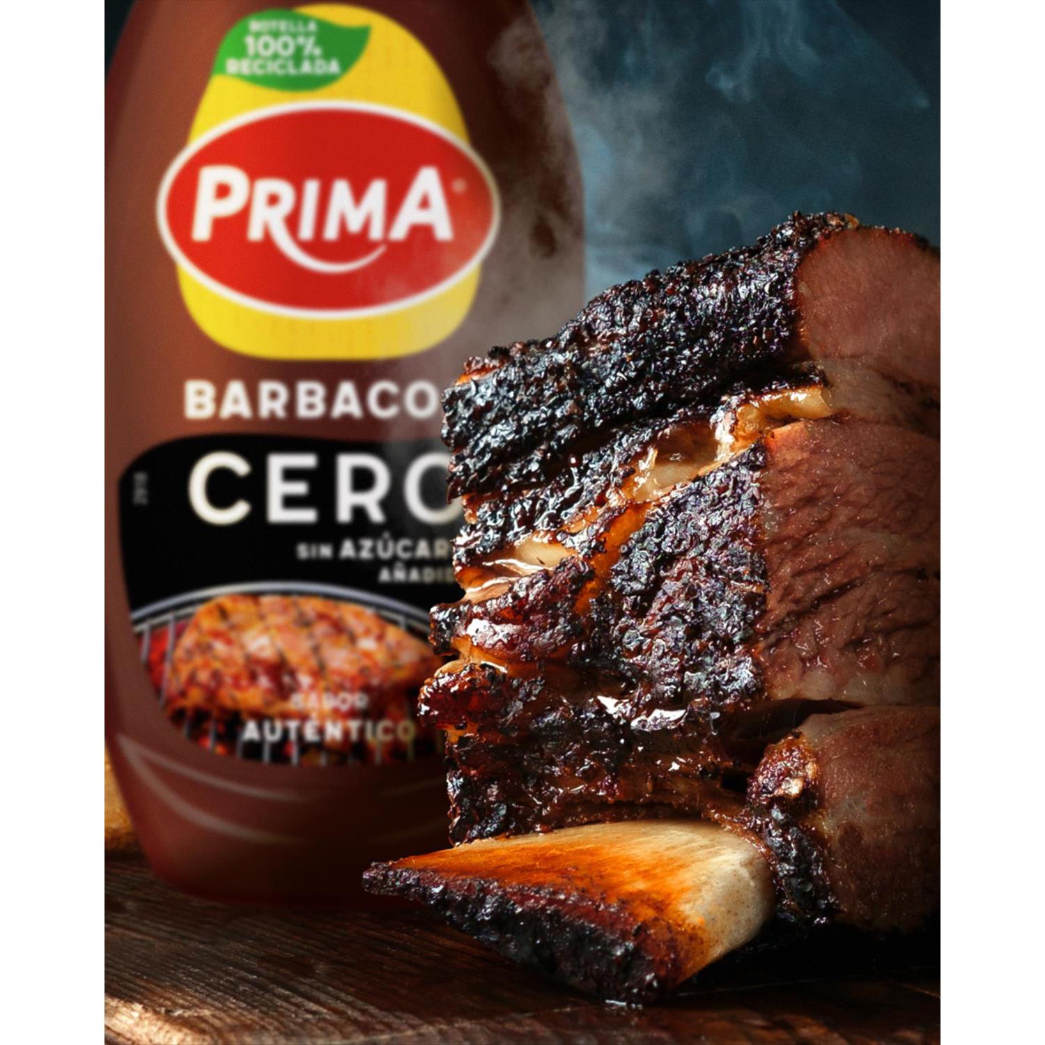 Salsa barbacoa Cero Prima sin gluten y sin azúcar añadido envase 265 g. — otra vista del envase