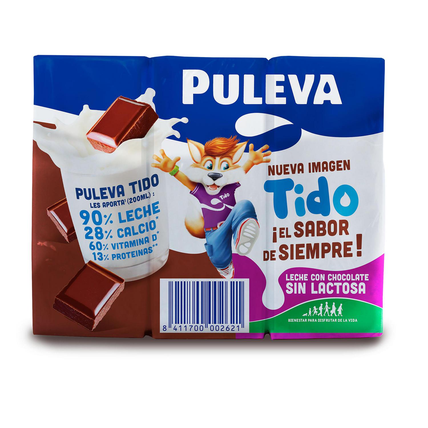 Batido de chocolate Puleva sin gluten sin lactosa pack de 6 briks de 200 ml. — otra vista del envase