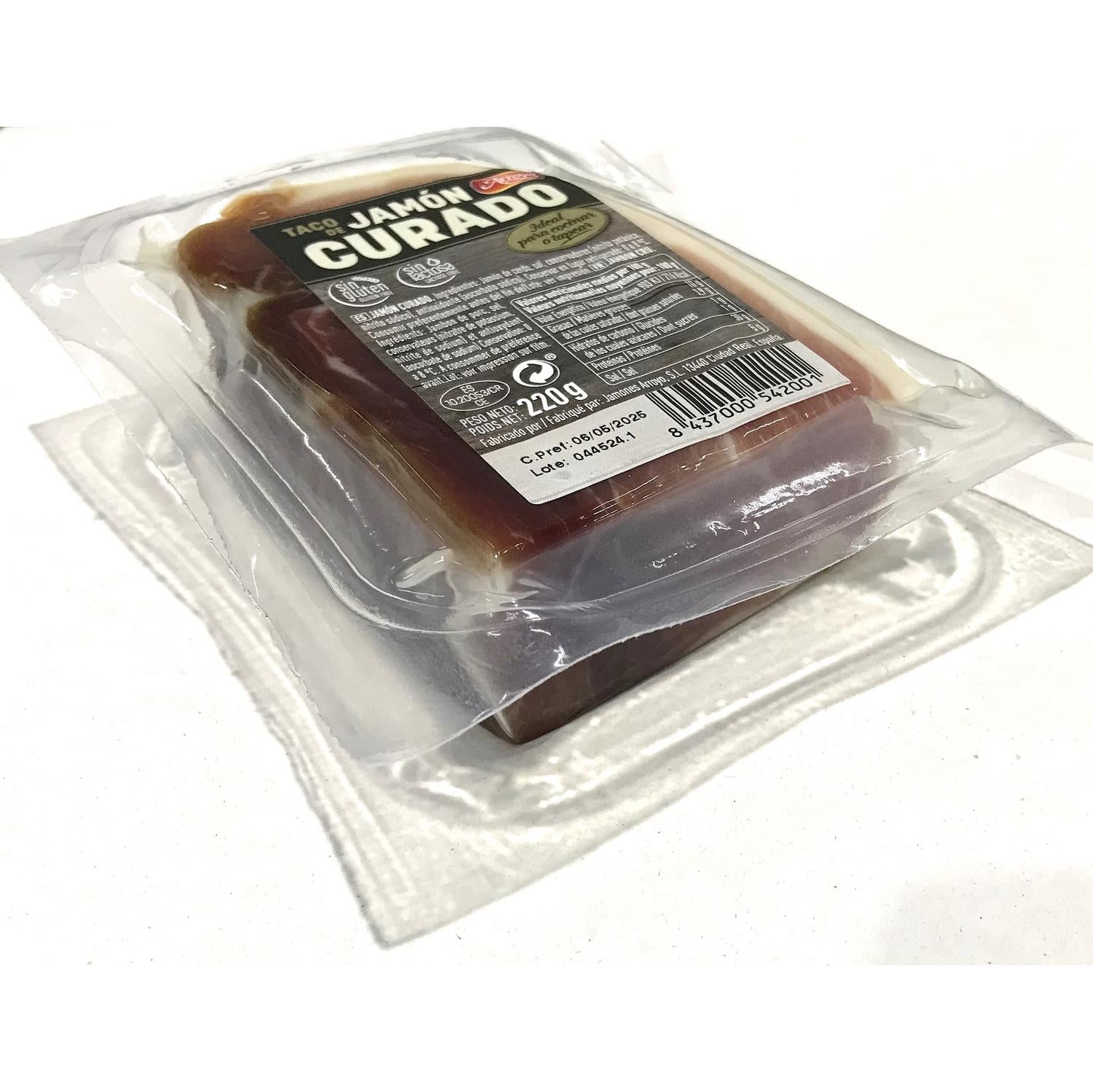 Jamón Curado en taco Arroyo sin gluten y sin lactosa 220 g — otra vista del envase