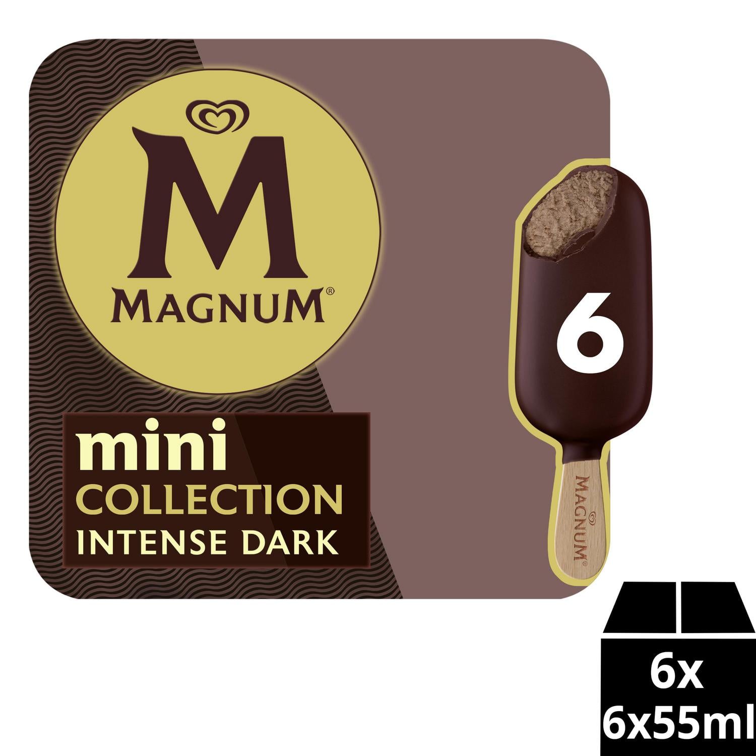 Mini bombón helado Intense Dark 70% cacao Collection Magnum sin gluten 6 ud. — otra vista del envase