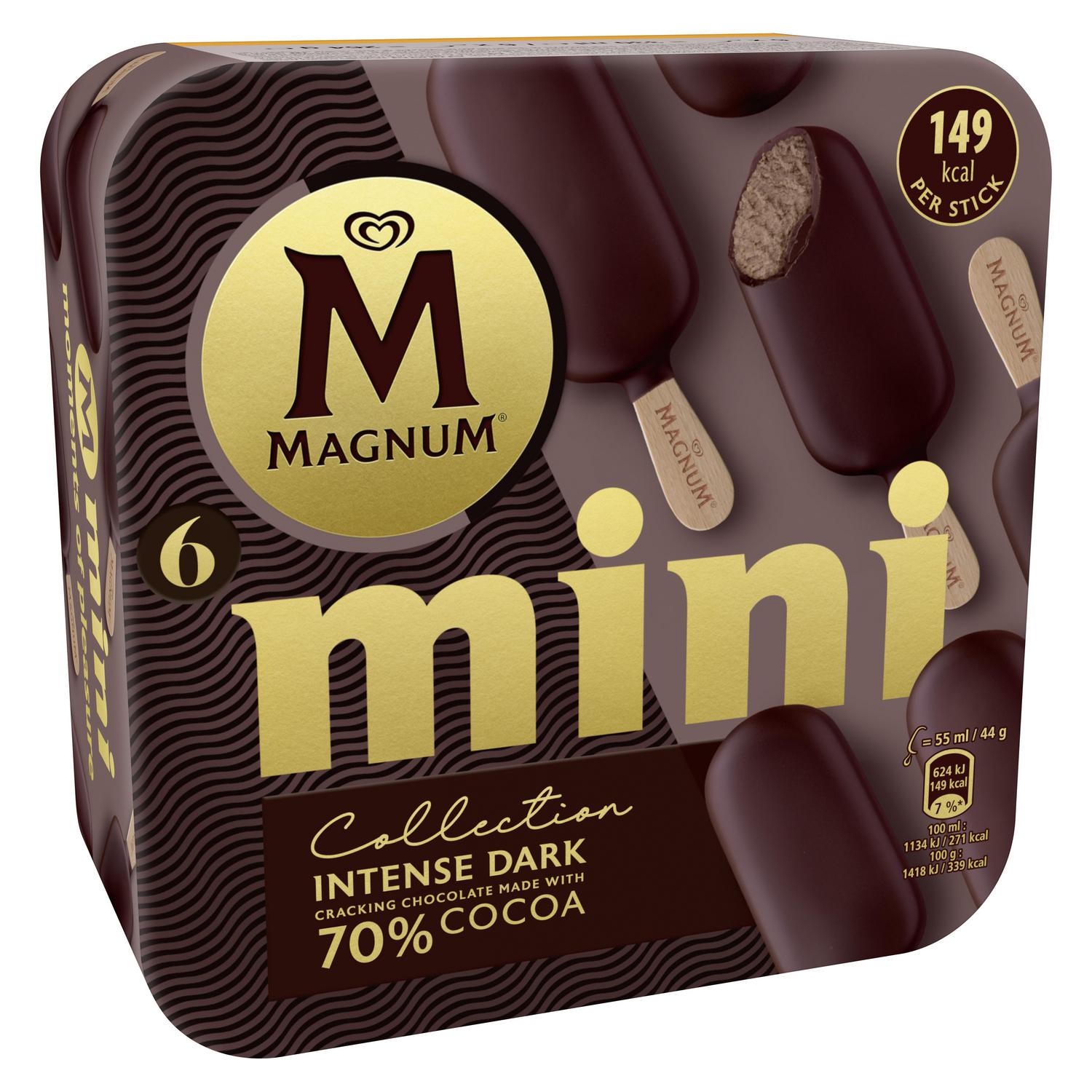 Mini bombón helado Intense Dark 70% cacao Collection Magnum sin gluten 6 ud. — otra vista del envase