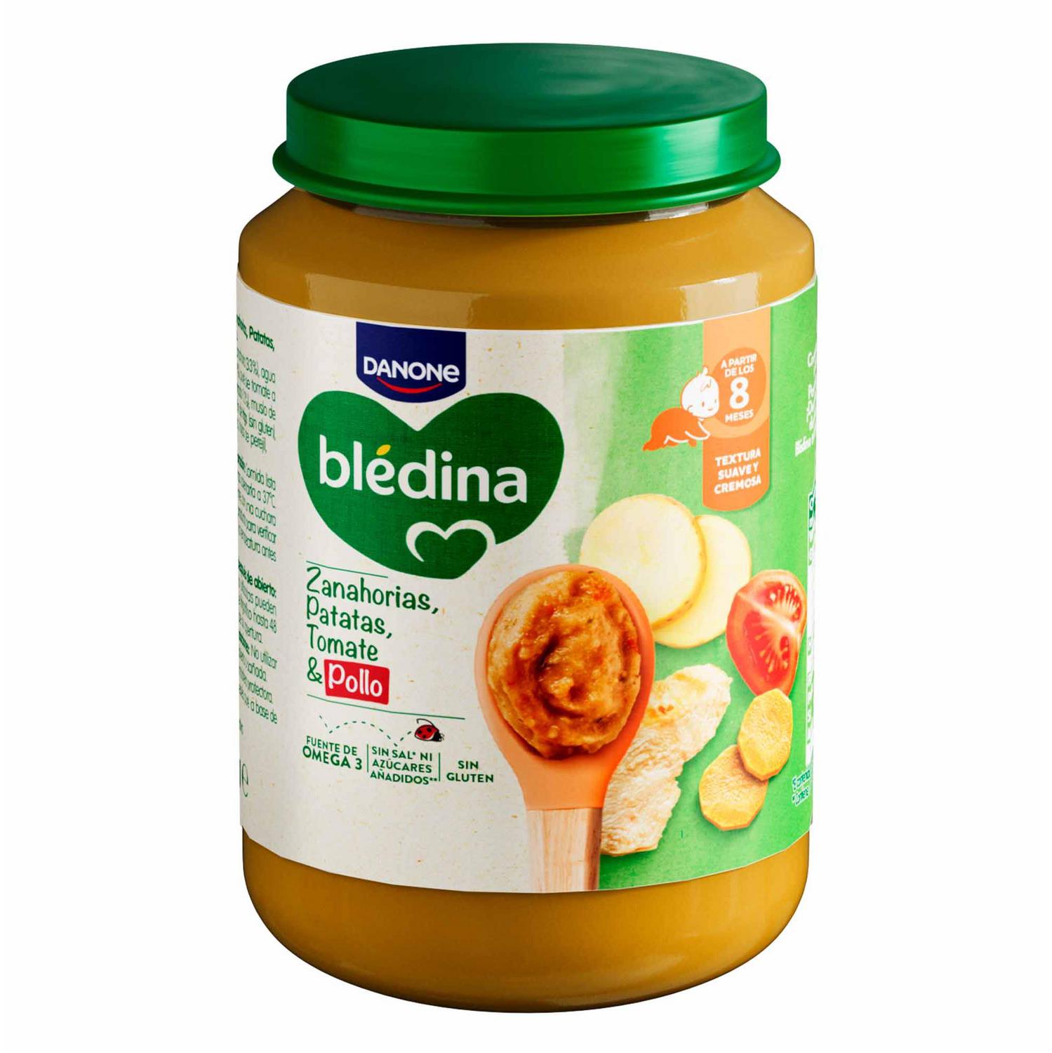 Tarrito de verduras y pollo desde 8 meses Danone Blédina sin gluten, sin lactosa y sin azúcar añadido 200 g. — otra vista del envase