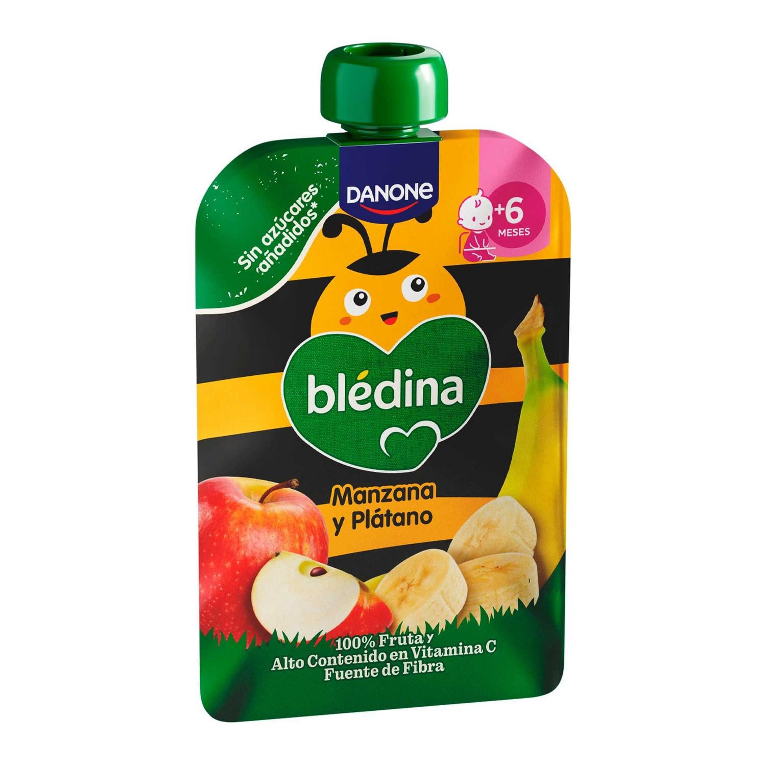 Bosita de manzana y plátano desde 6 meses Danone Blédina sin gluten y sin azúcar añadido 100 g. — otra vista del envase